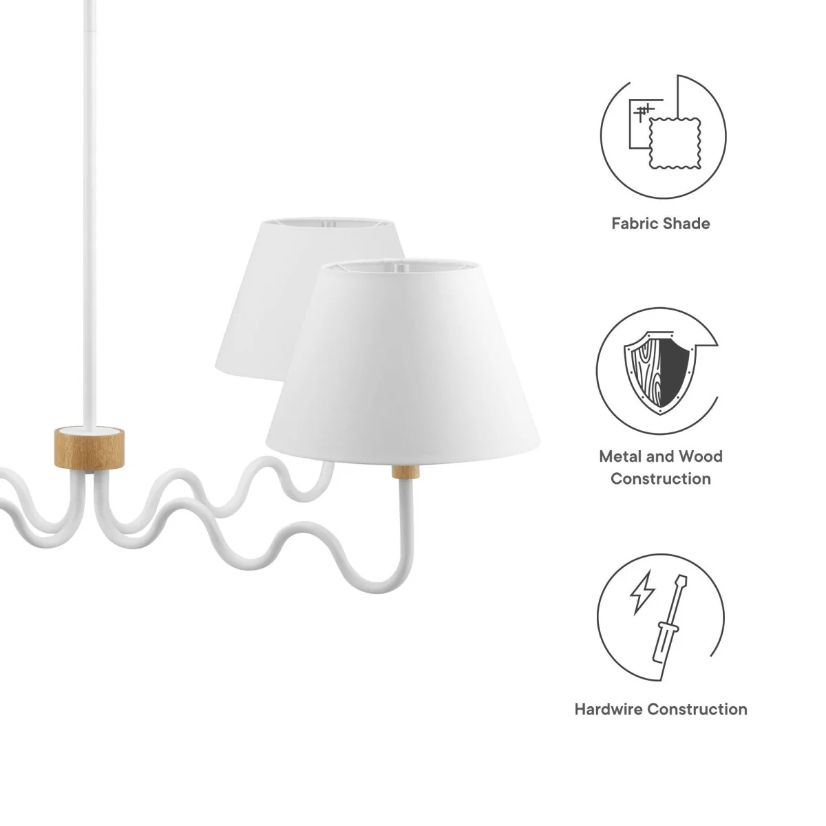 4-Light Sunlit Squiggle Pendant with Wood Accent – Modern Hanging Ceiling Light Fixture - Image 12