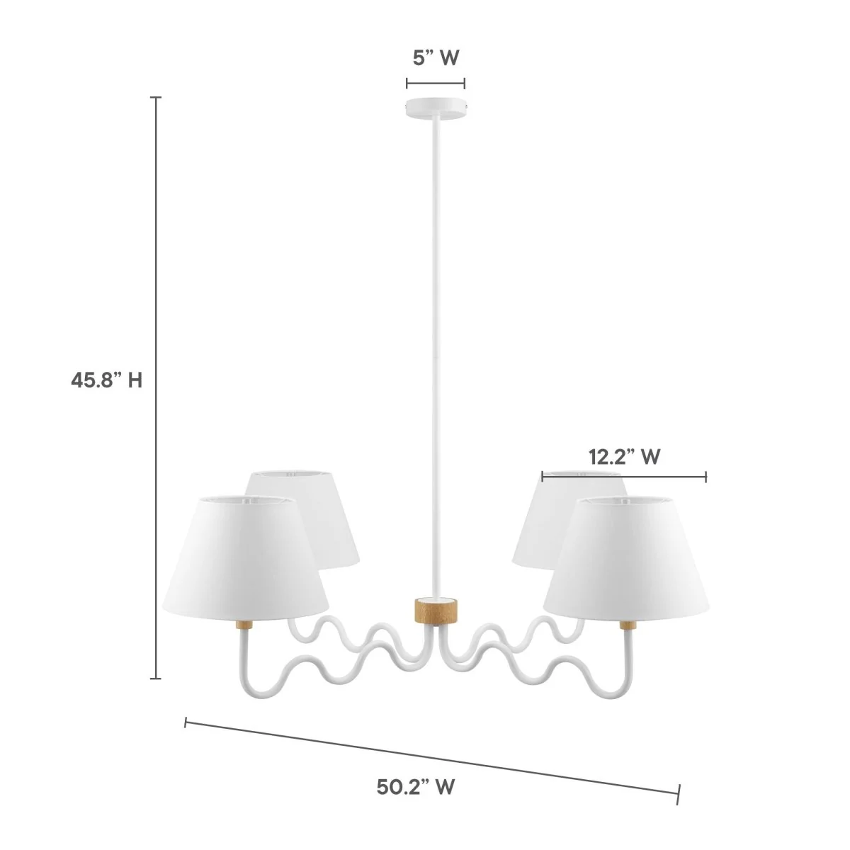 4-Light Sunlit Squiggle Pendant with Wood Accent – Modern Hanging Ceiling Light Fixture - Image 14