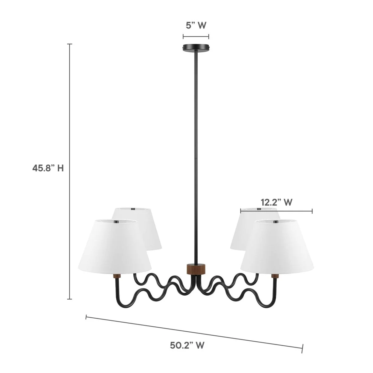 4-Light Sunlit Squiggle Pendant with Wood Accent – Modern Hanging Ceiling Light Fixture - Image 5