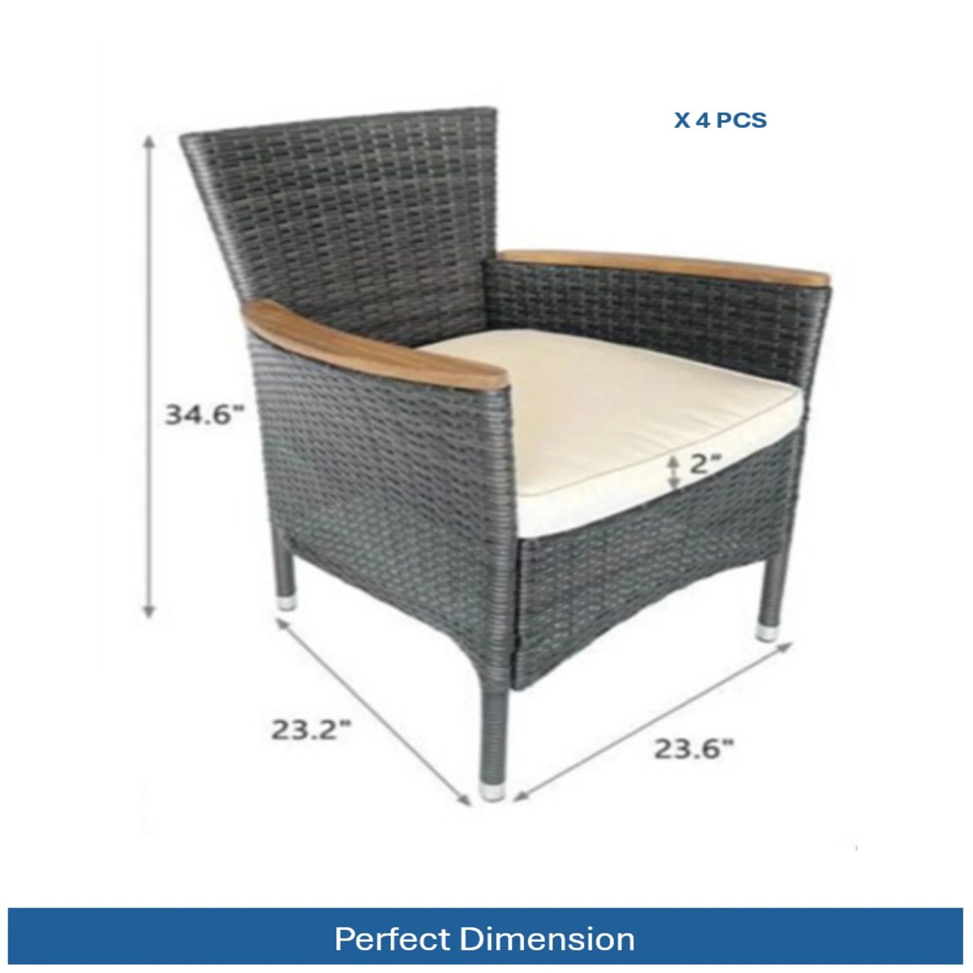 4 Piece All-Weather Patio Dining Chair Set - Image 16