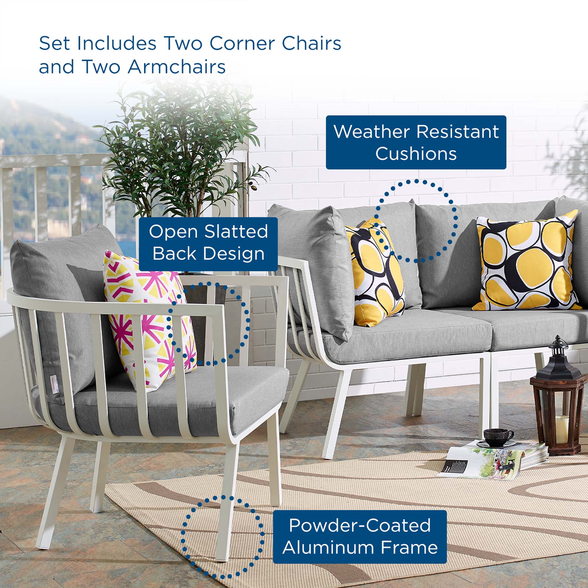 4-Piece Aluminum Outdoor Patio Furniture Set - Modern Weather-Resistant Seating and Dining - Image 15