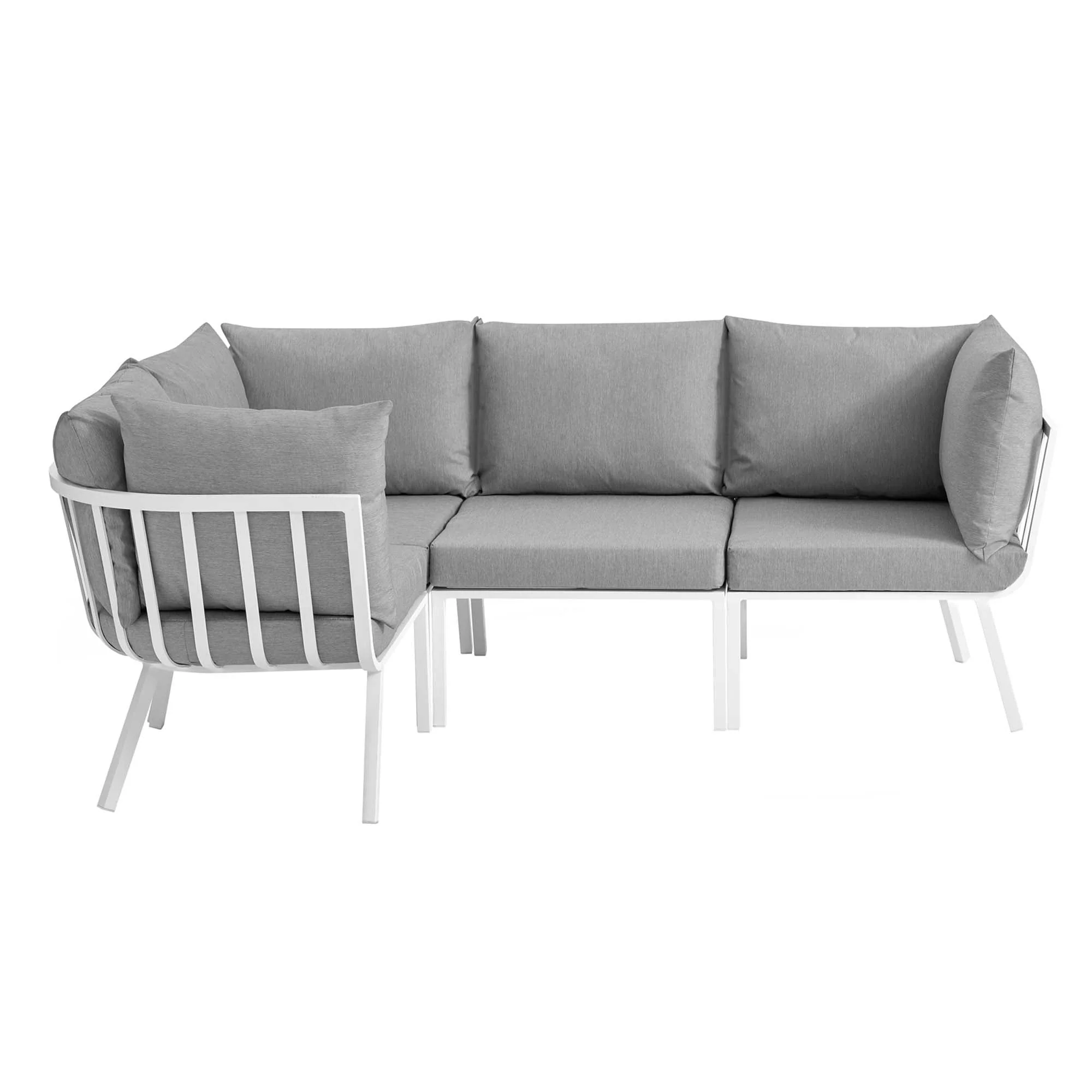 4-Piece Aluminum Outdoor Patio Sectional Sofa Set with Cushions, Modular Seating - Image 14