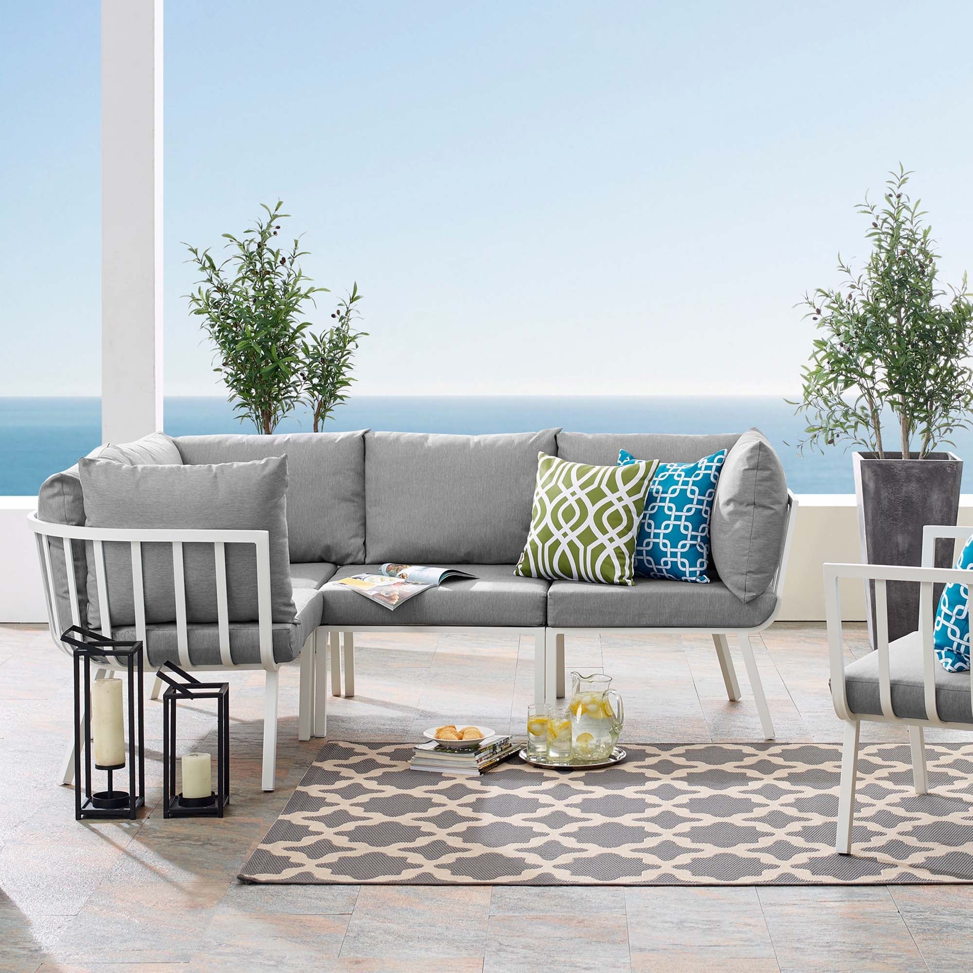 4-Piece Aluminum Outdoor Patio Sectional Sofa Set with Cushions, Modular Seating - Image 26