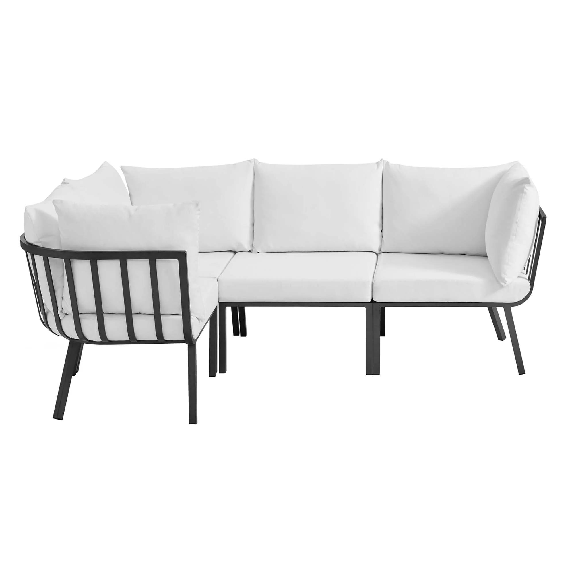 4-Piece Aluminum Outdoor Patio Sectional Sofa Set with Cushions, Modular Seating - Image 27