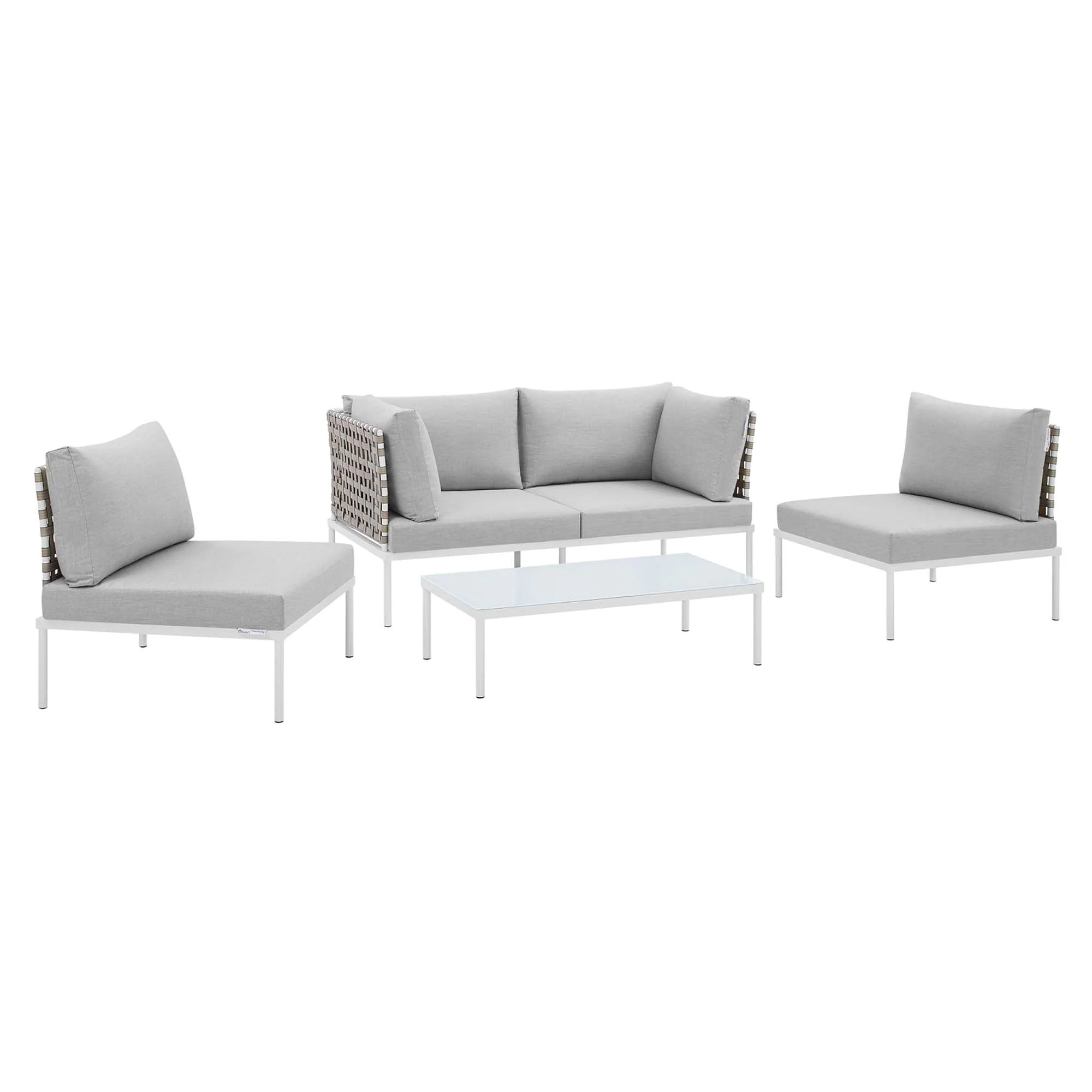 4-Piece Aluminum Outdoor Seating Set with Sunbrella Fabric and Basket Weave Accents - Image 14