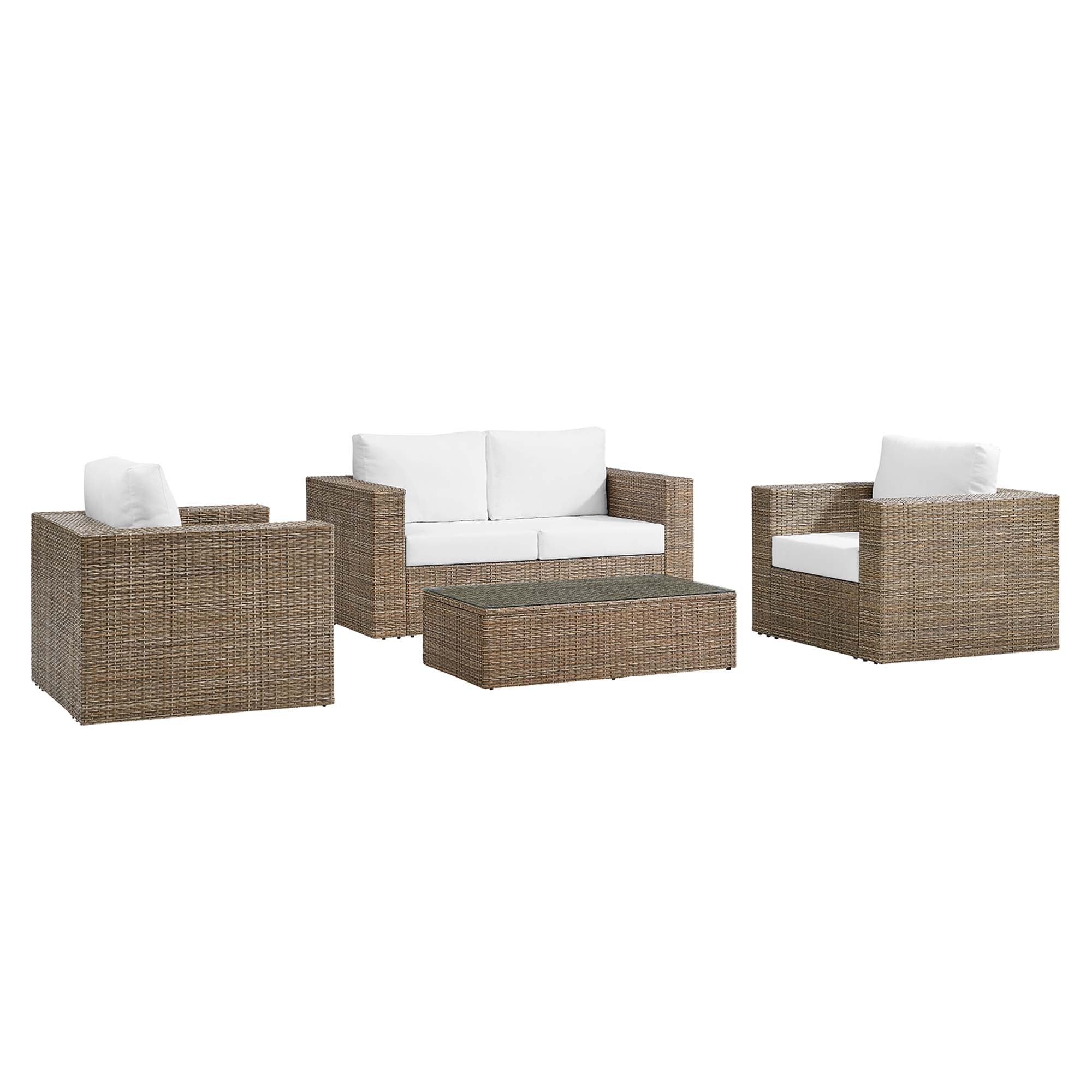 4-Piece Cappuccino White Wicker Rattan Patio Furniture Set