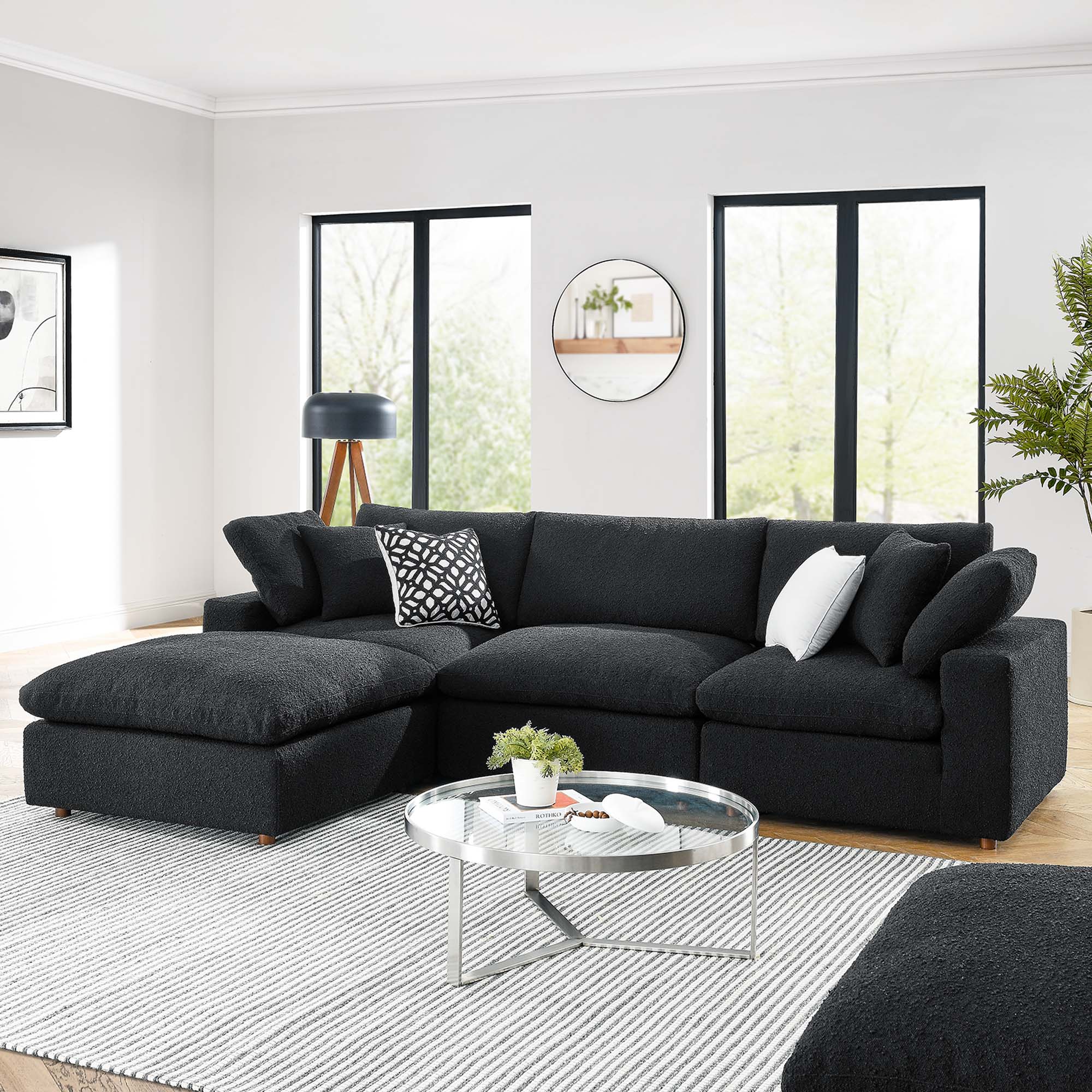 4-Piece Down Filled Overstuffed Boucle Sectional Sofa – 119 Inch - Image 10