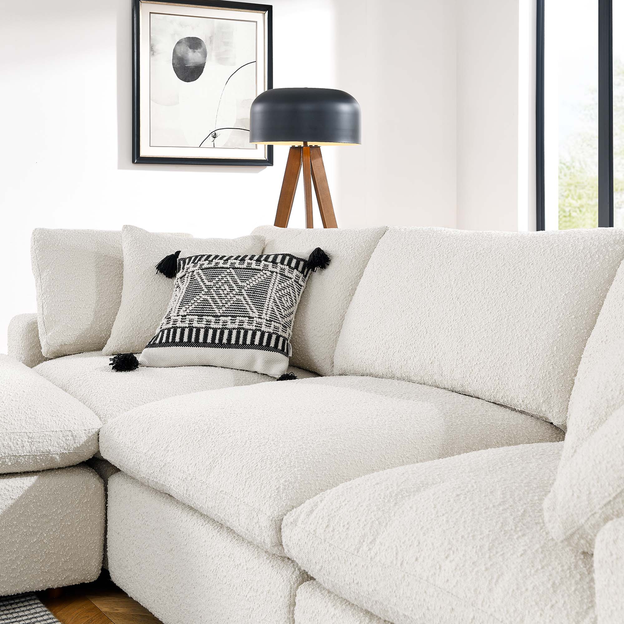 4-Piece Down Filled Overstuffed Boucle Sectional Sofa – 119 Inch - Image 3