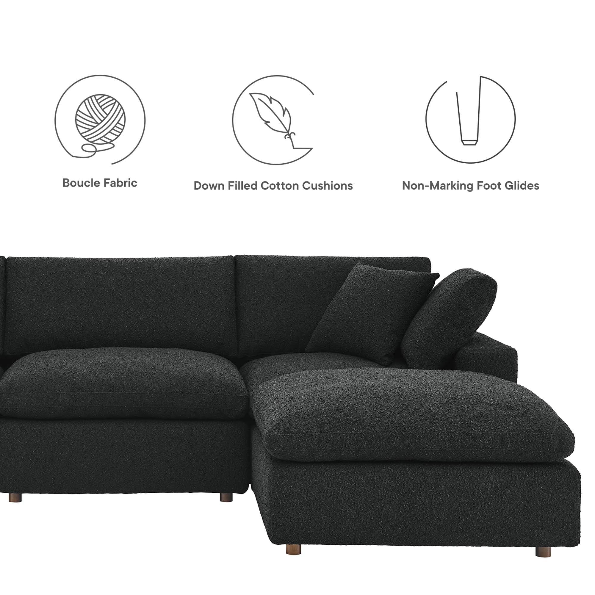 4-Piece Down Filled Overstuffed Boucle Sectional Sofa – 119 Inch - Image 7