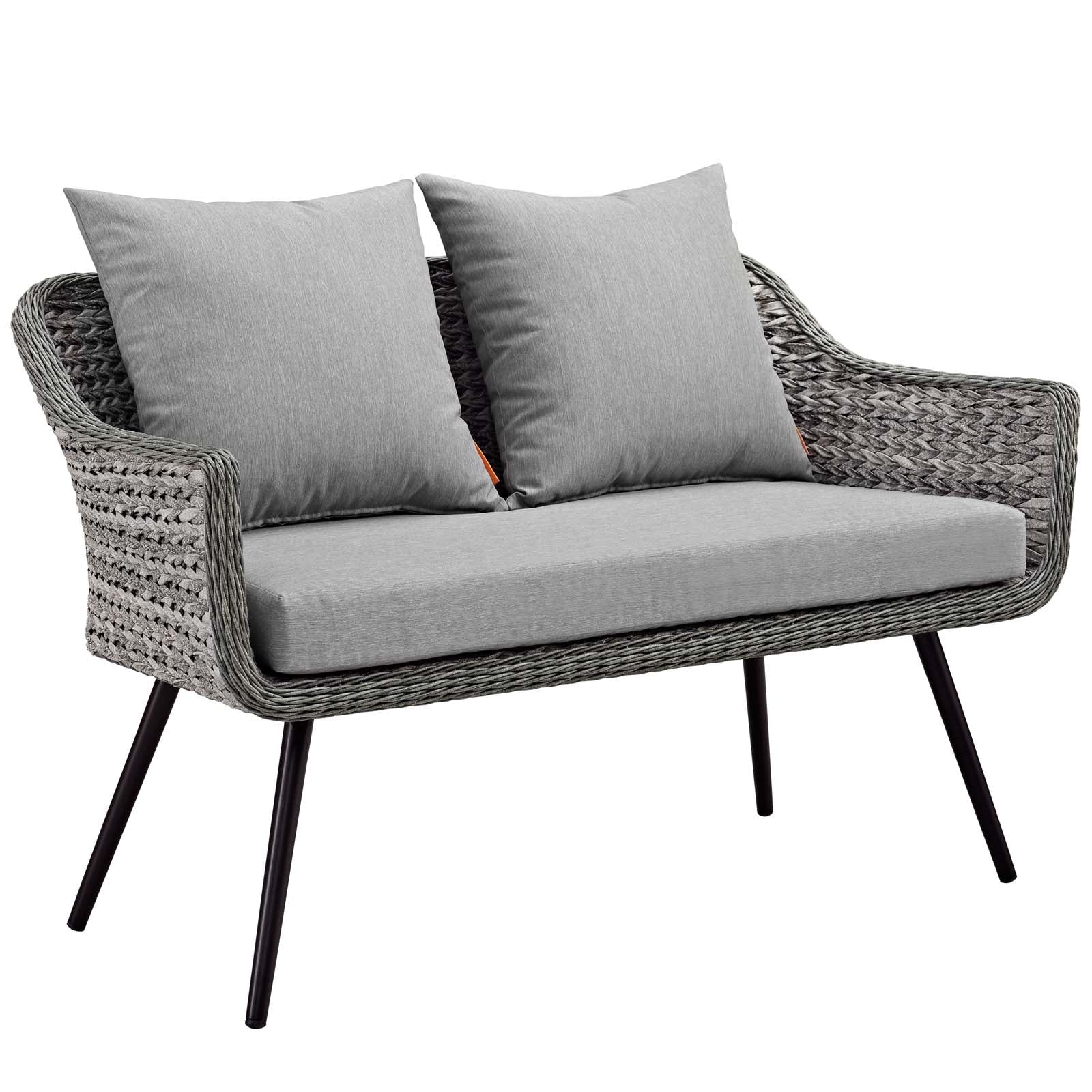 4-Piece Gray Wicker Patio Furniture Set with Gray Cushions - Image 2