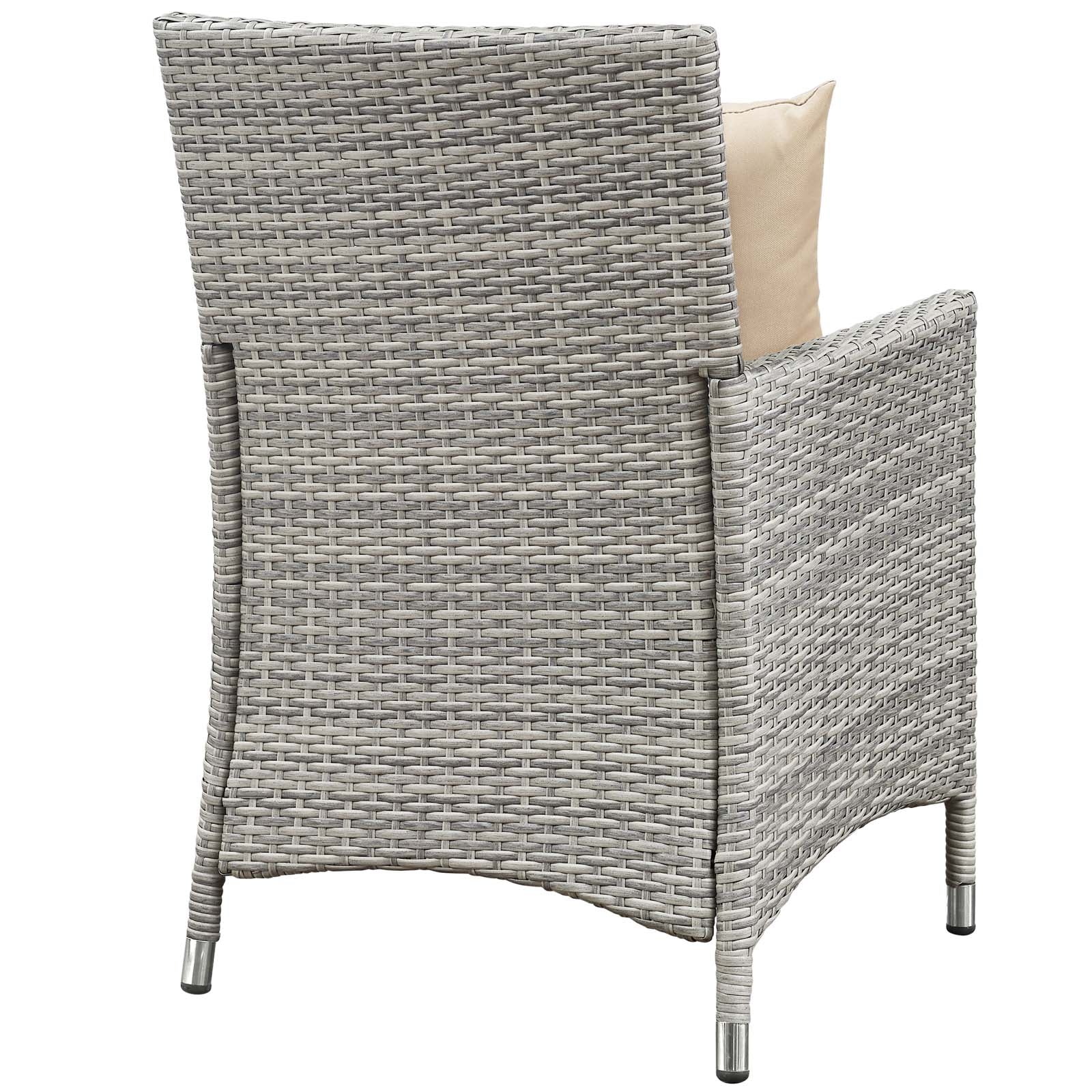 4-Piece Light Gray Beige Wicker Rattan Outdoor Patio Conversation Set with Pillows - Image 7