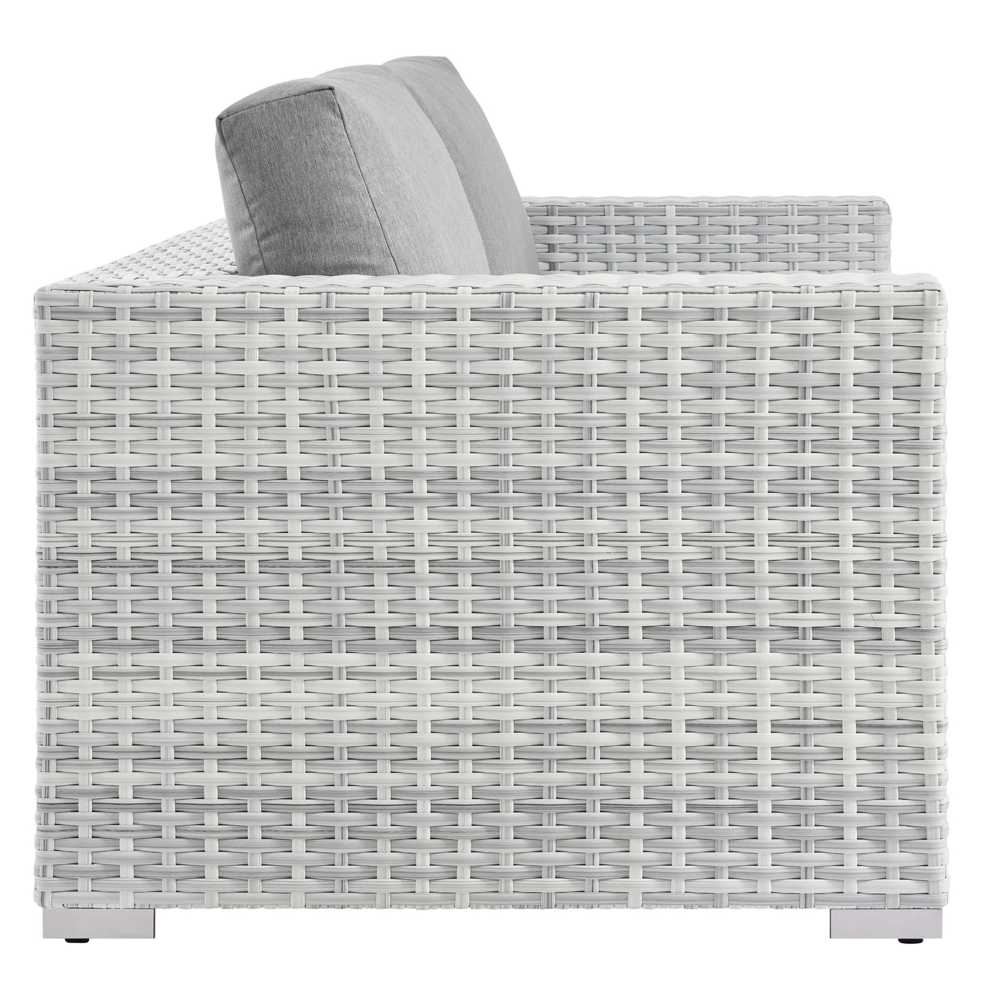 4-Piece Light Gray Wicker Outdoor Patio Furniture Set with Gray Cushions - Image 8