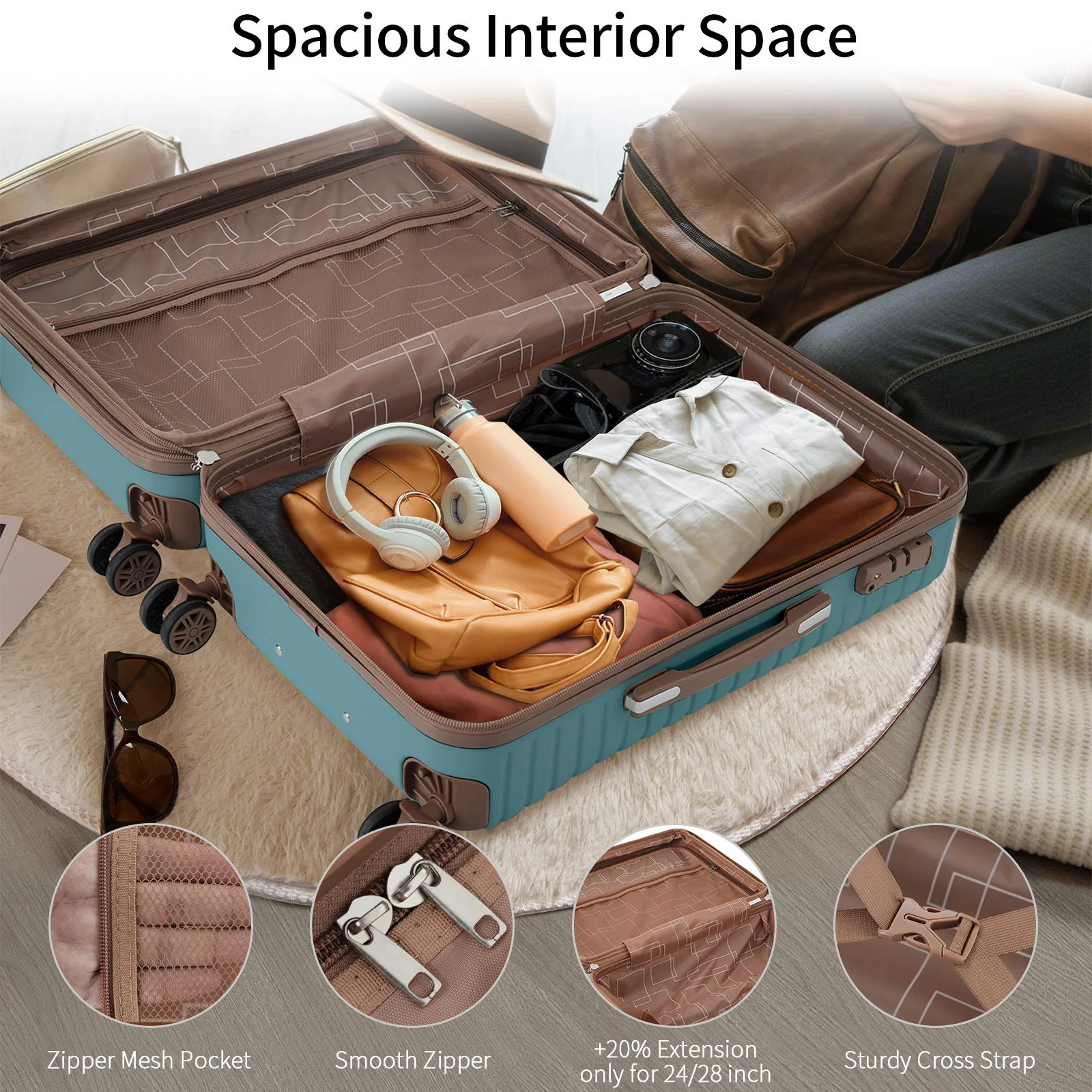 4 Piece Luggage Suitcase Set, Hard Shell Lightweight Expandable Travel Luggage With 4 Packing Cubes - Image 13