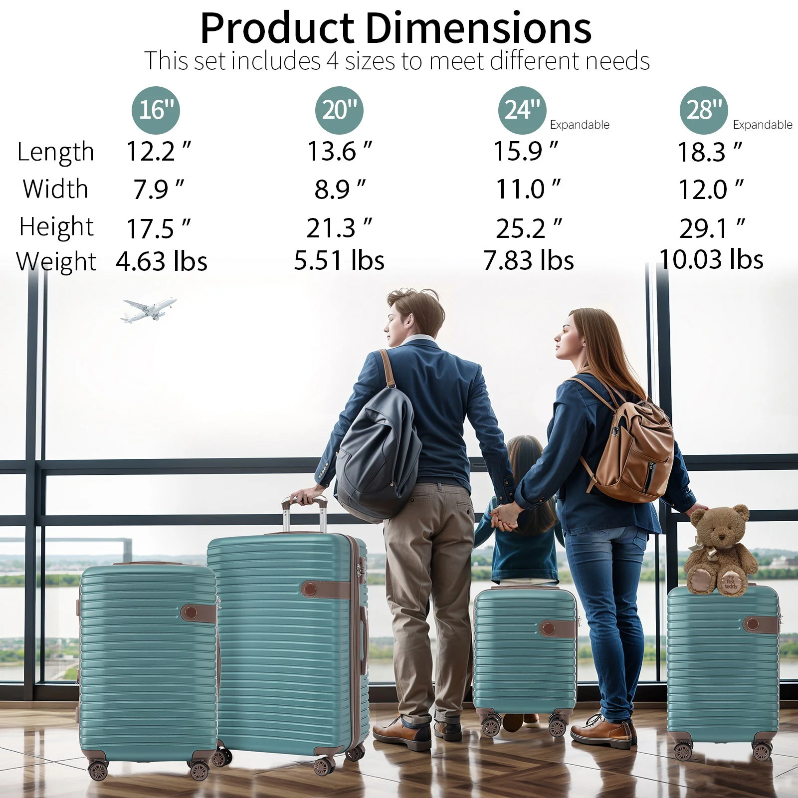 4 Piece Luggage Suitcase Set, Hard Shell Lightweight Expandable Travel Luggage With 4 Packing Cubes - Image 7