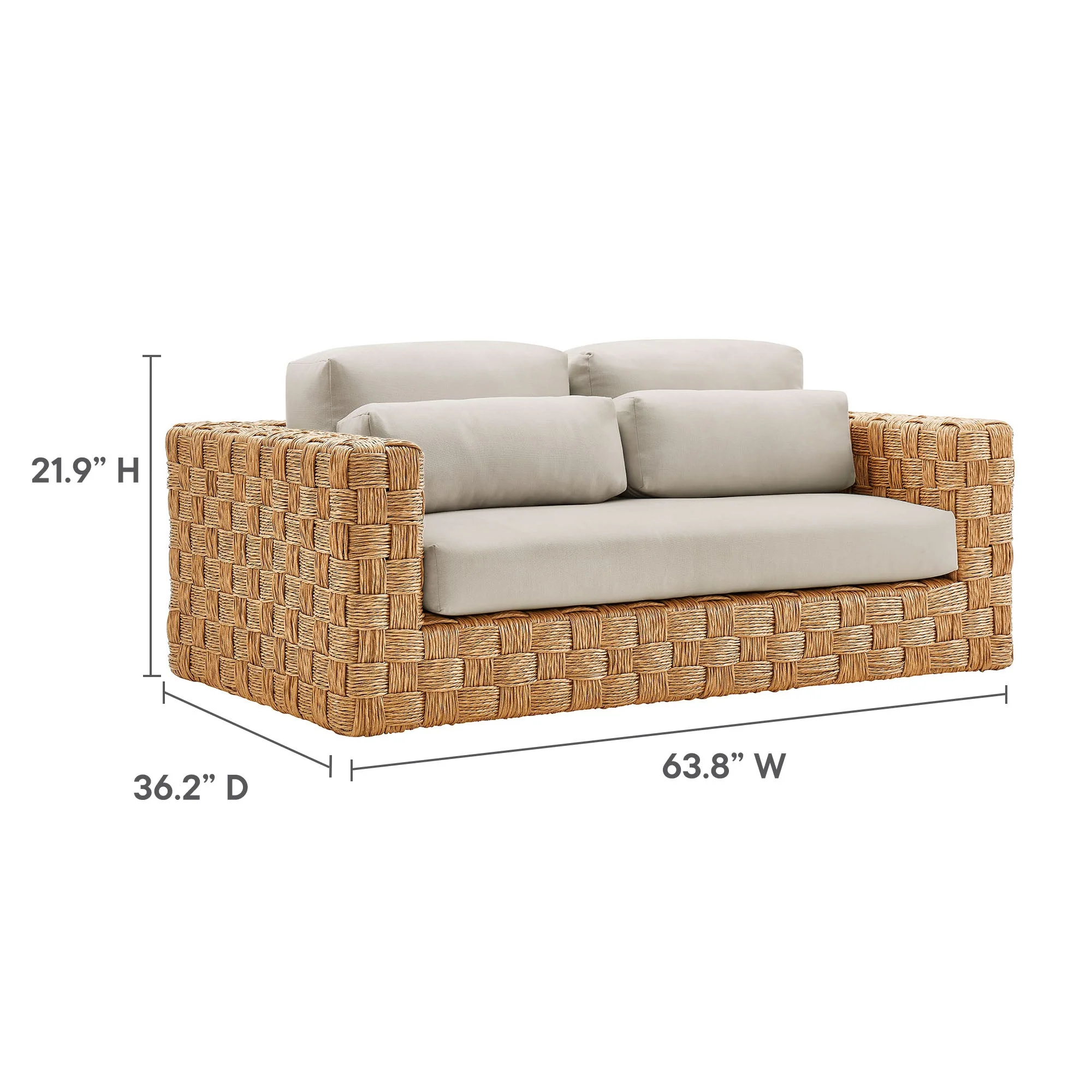 4-Piece Natural Light Gray Wicker Rattan Outdoor Patio Furniture Set - Image 3