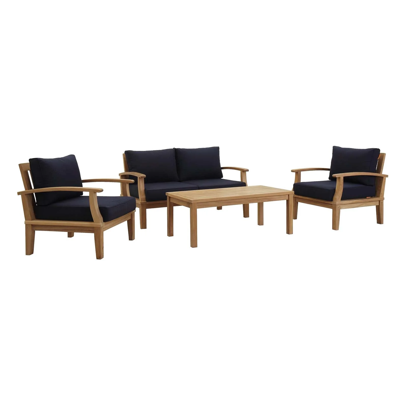 4-Piece Natural Teak Wood Outdoor Patio Furniture Set, Durable Weather-Resistant Design - Image 8