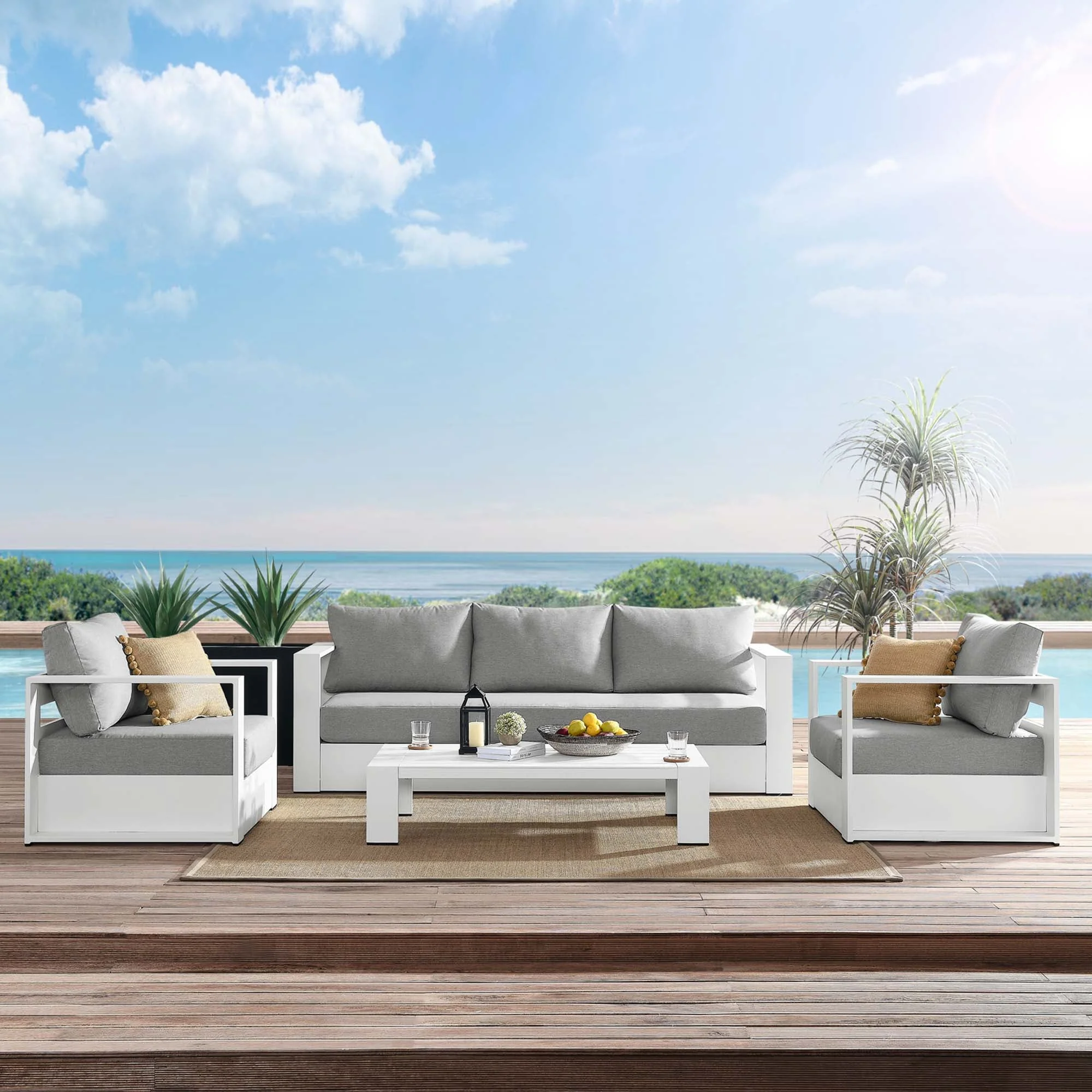 4-Piece Outdoor Aluminum Patio Set Complete Modern Dining and Seating Set for Patio - Image 15