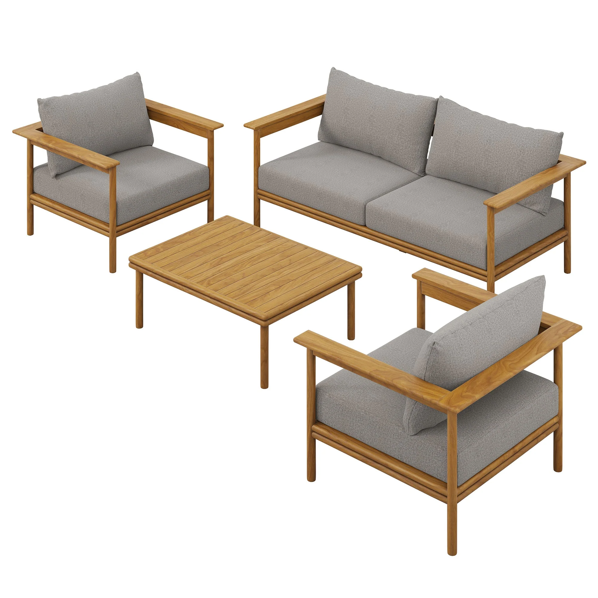 4-Piece Outdoor Teak Wood Furniture Set for Patio, Deck and Garden Seating - Image 8