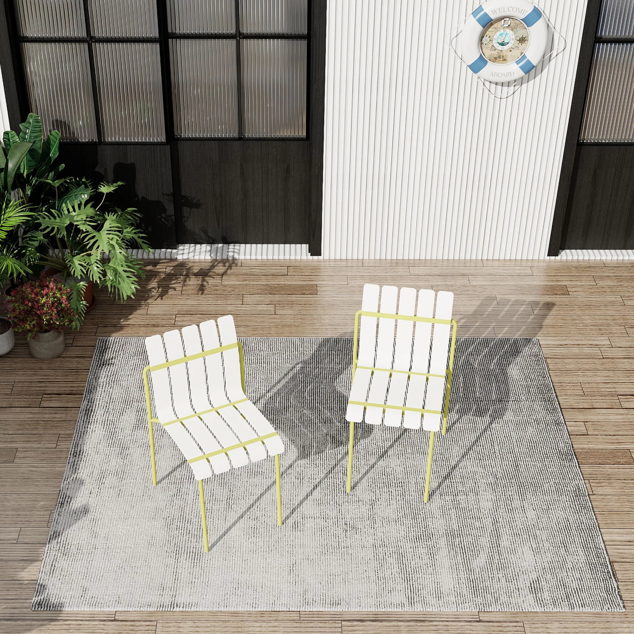 4 Piece Set Of Modern Color Block Designed Single Chairs - Image 3