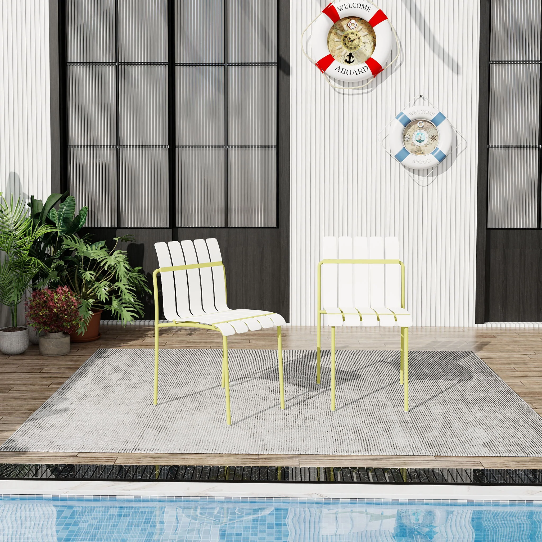 4 Piece Set Of Modern Color Block Designed Single Chairs - Image 8