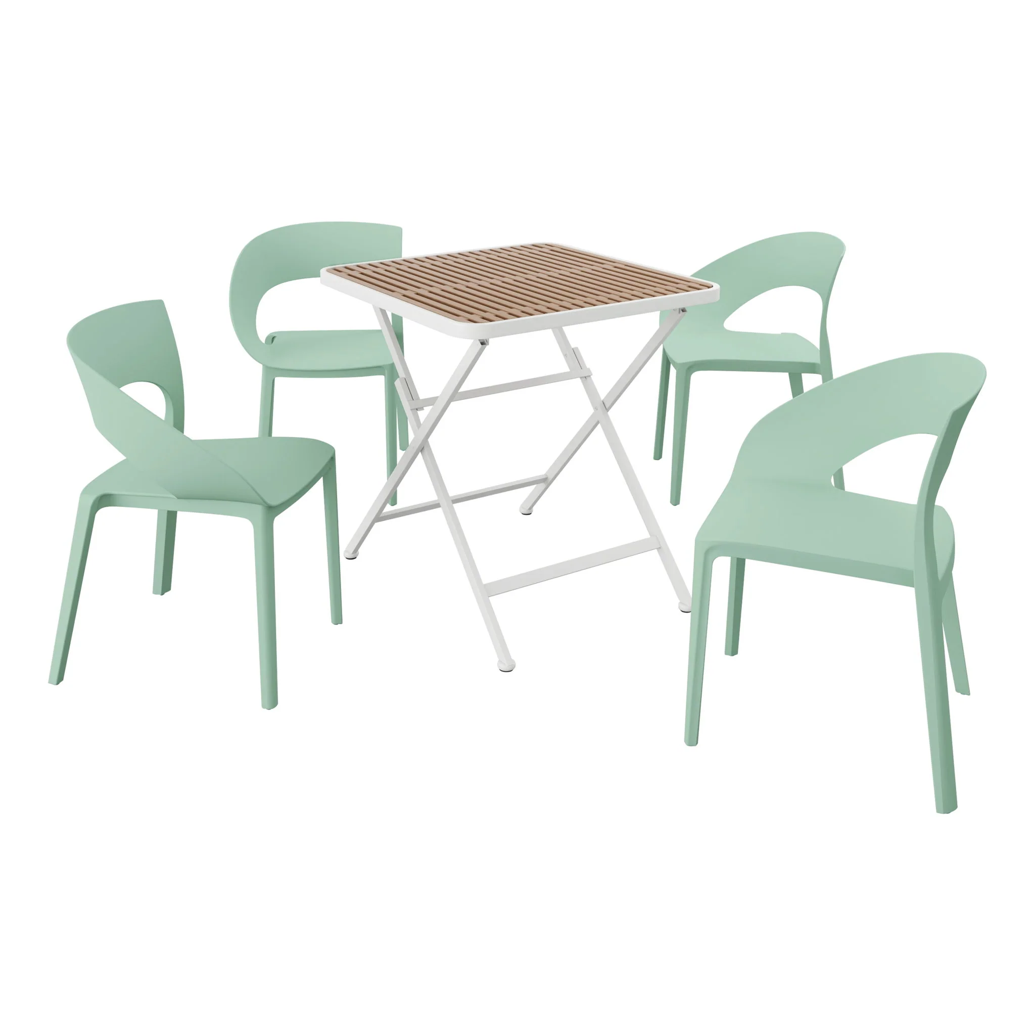 4 Piece Set Of Modern Designed Single Chairs With Folding Square Table - Image 5