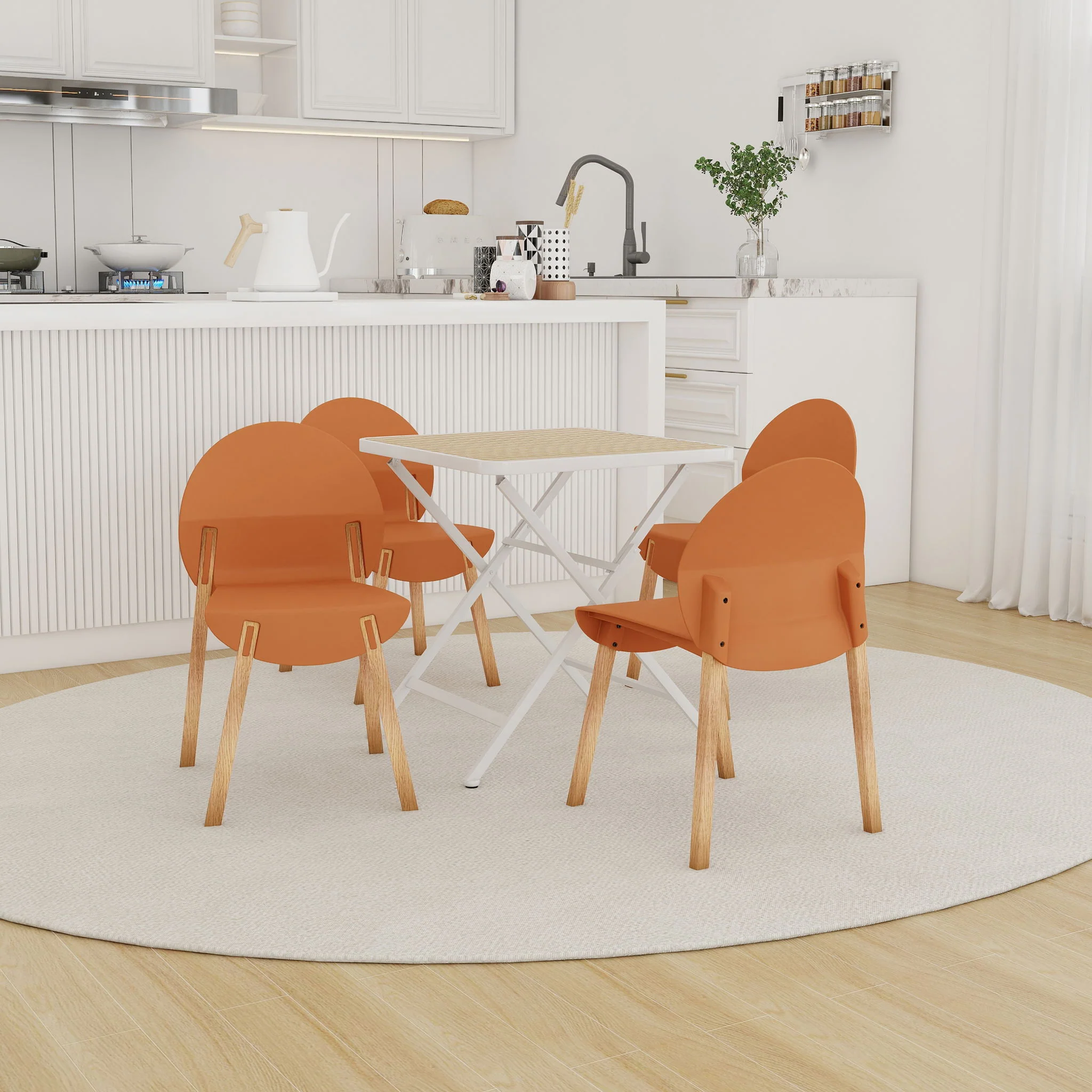4 Piece Set Of Single Chairs With A Folding Square Table - Image 21