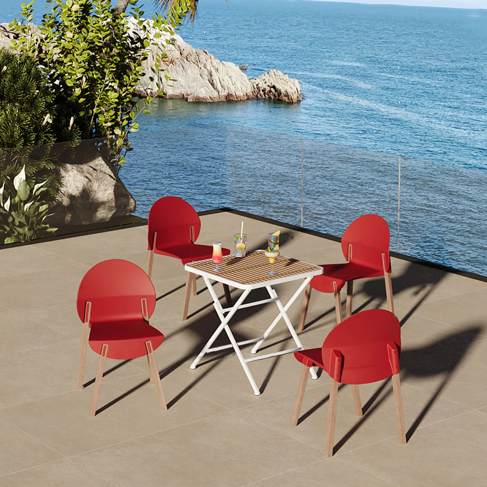 4 Piece Set Of Single Chairs With A Folding Square Table - Image 24