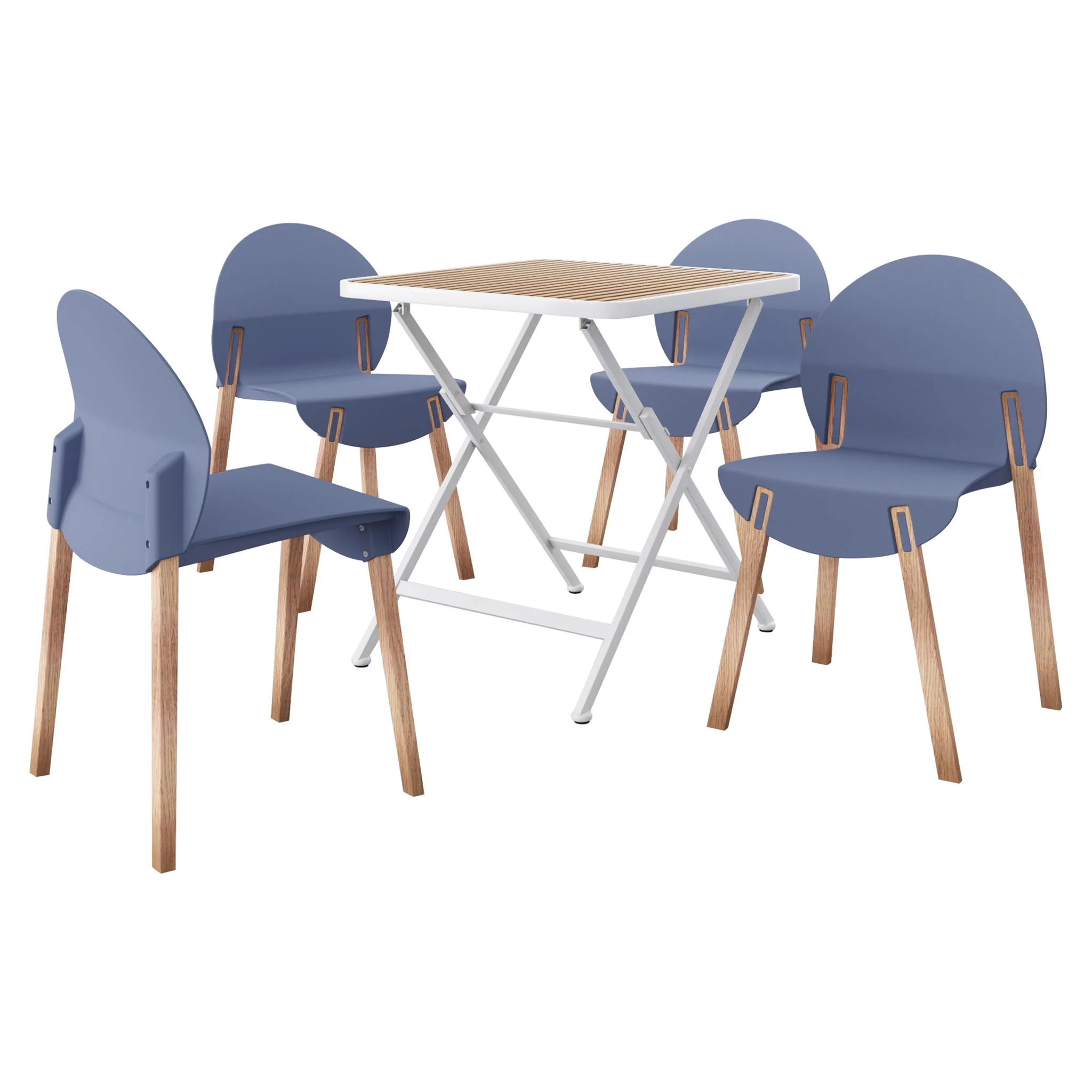 4 Piece Set Of Single Chairs With A Folding Square Table - Image 9
