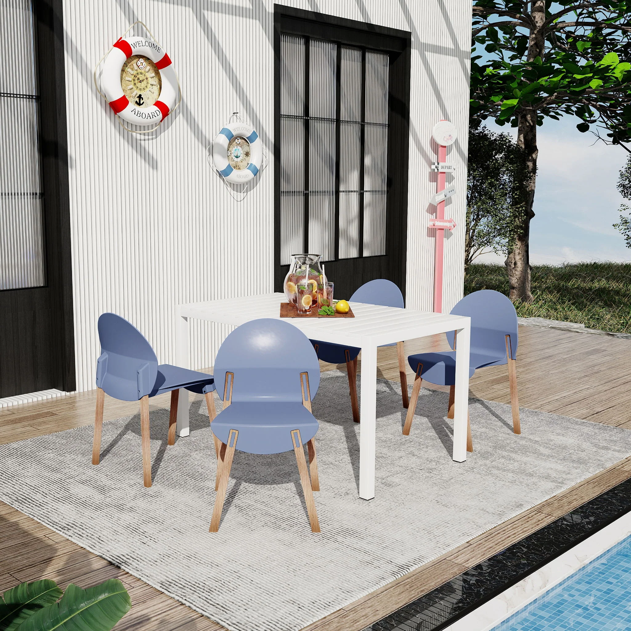 4 Piece Set Of Single Chairs With Long Table - Image 12
