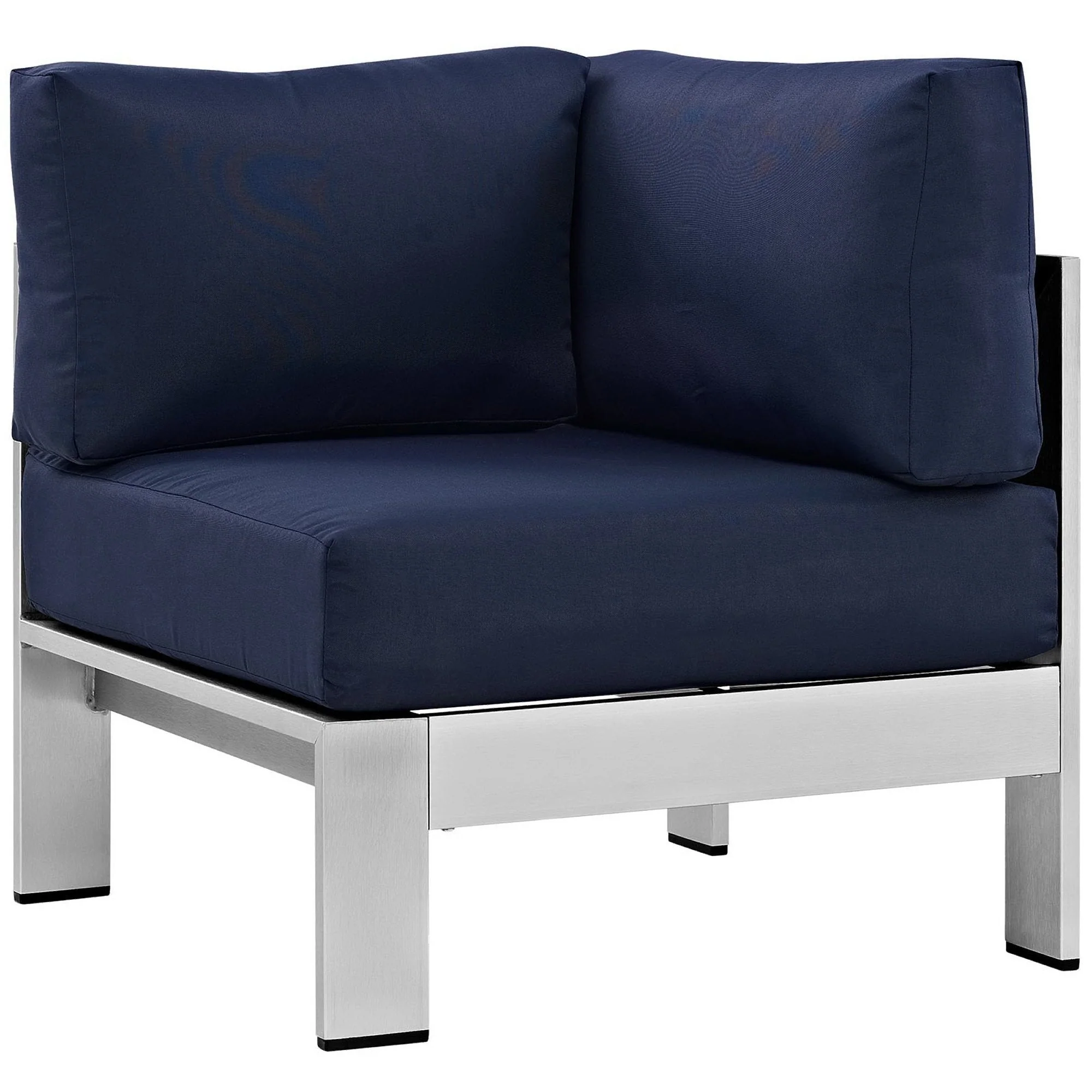 4-Piece Silver Navy Aluminum Outdoor Patio Sectional Sofa Set - Image 4