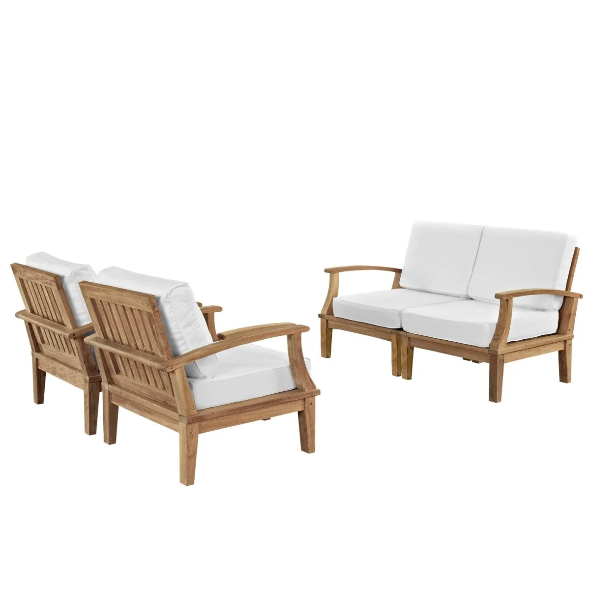 4-Piece Teak Wood Outdoor Patio Sofa Set with Cushions, Durable Weather-Resistant Design