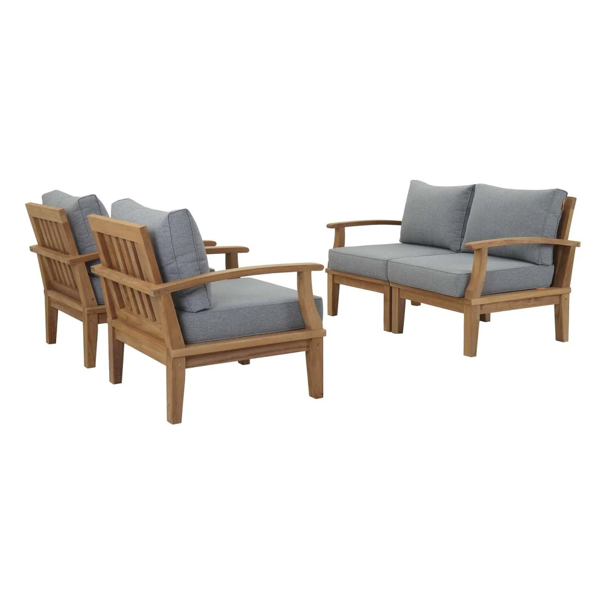 4-Piece Teak Wood Outdoor Patio Sofa Set with Cushions, Durable Weather-Resistant Design - Image 16