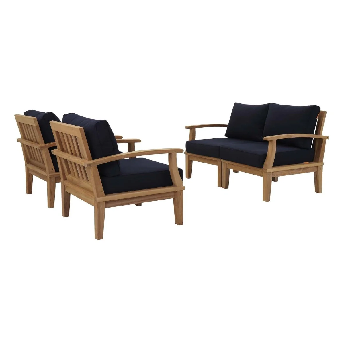 4-Piece Teak Wood Outdoor Patio Sofa Set with Cushions, Durable Weather-Resistant Design - Image 8