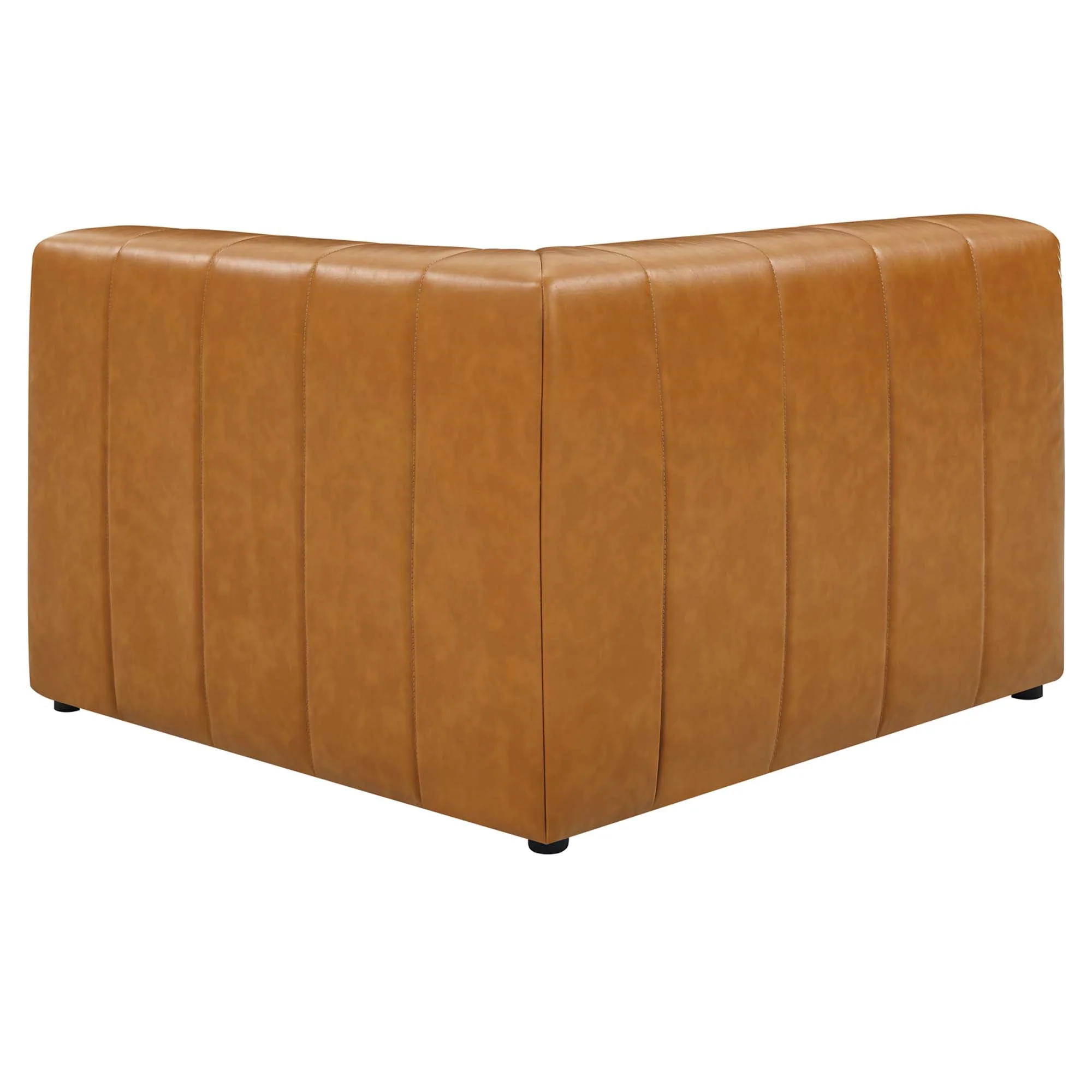 4-Piece Vegan Leather Channel Tufted Sectional Sofa 166 Inch in Tan - Image 6