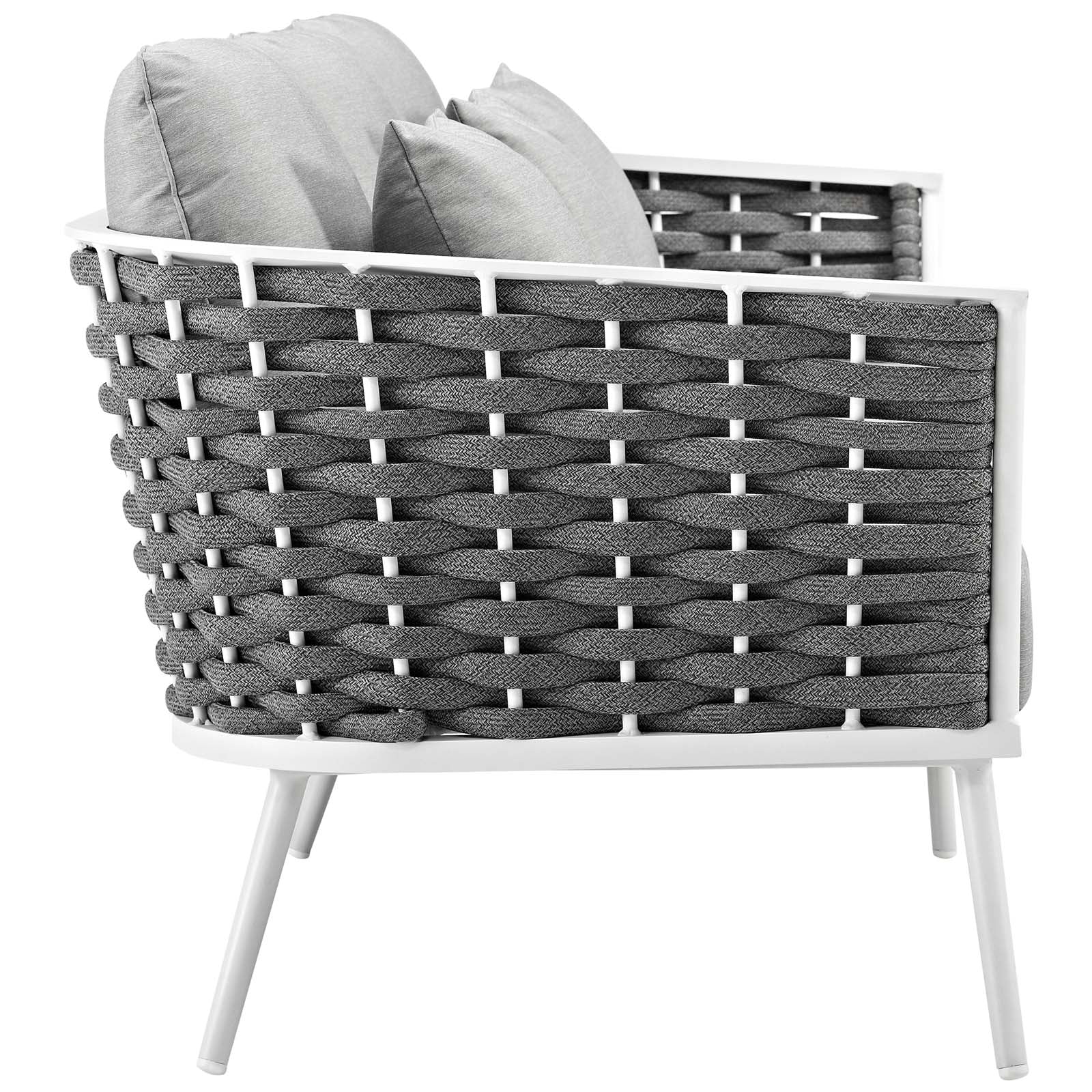4-Piece White Gray Aluminum Rope Patio Sectional Set - Image 6