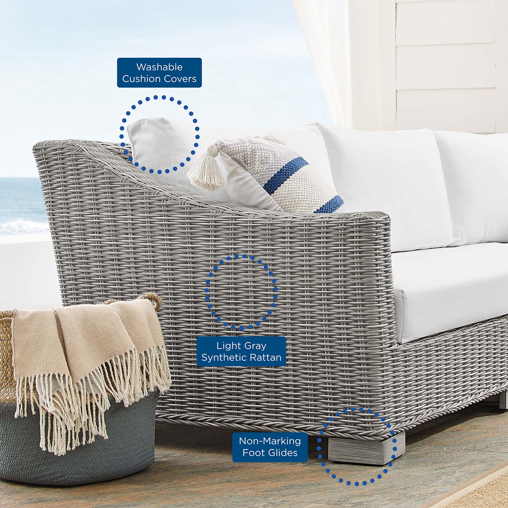 4-Piece Wicker Patio Lounge Set for Outdoor Patio, Garden and Backyard Seating - Image 4