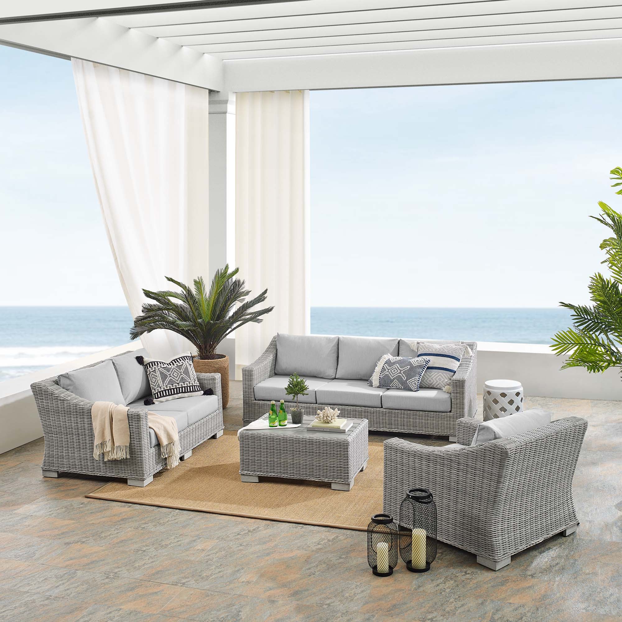 4-Piece Wicker Patio Lounge Set for Outdoor Patio, Garden and Backyard Seating - Image 42