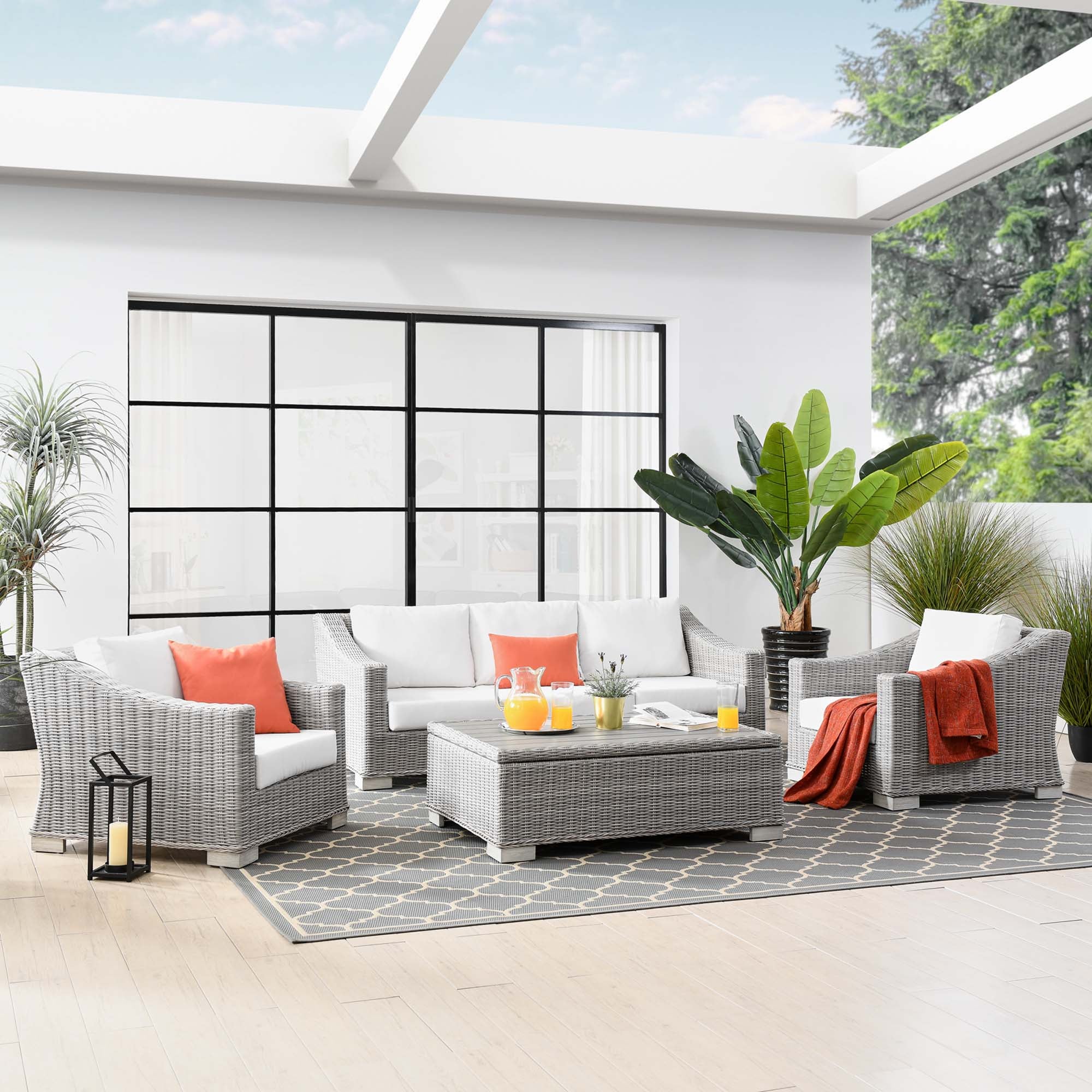 4-Piece Wicker Rattan Outdoor Patio Furniture Set with Cushions for Patio & Garden - Image 16