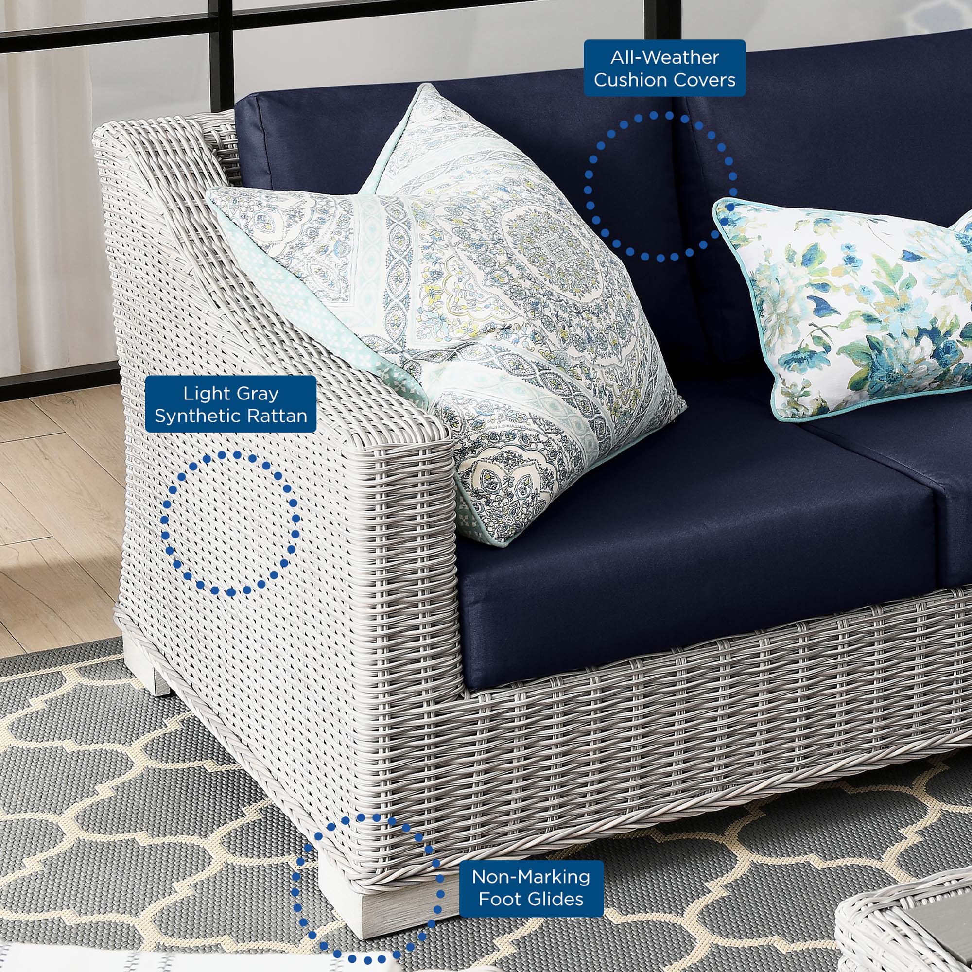 4-Piece Wicker Rattan Outdoor Patio Furniture Set with Cushions for Patio & Garden - Image 20