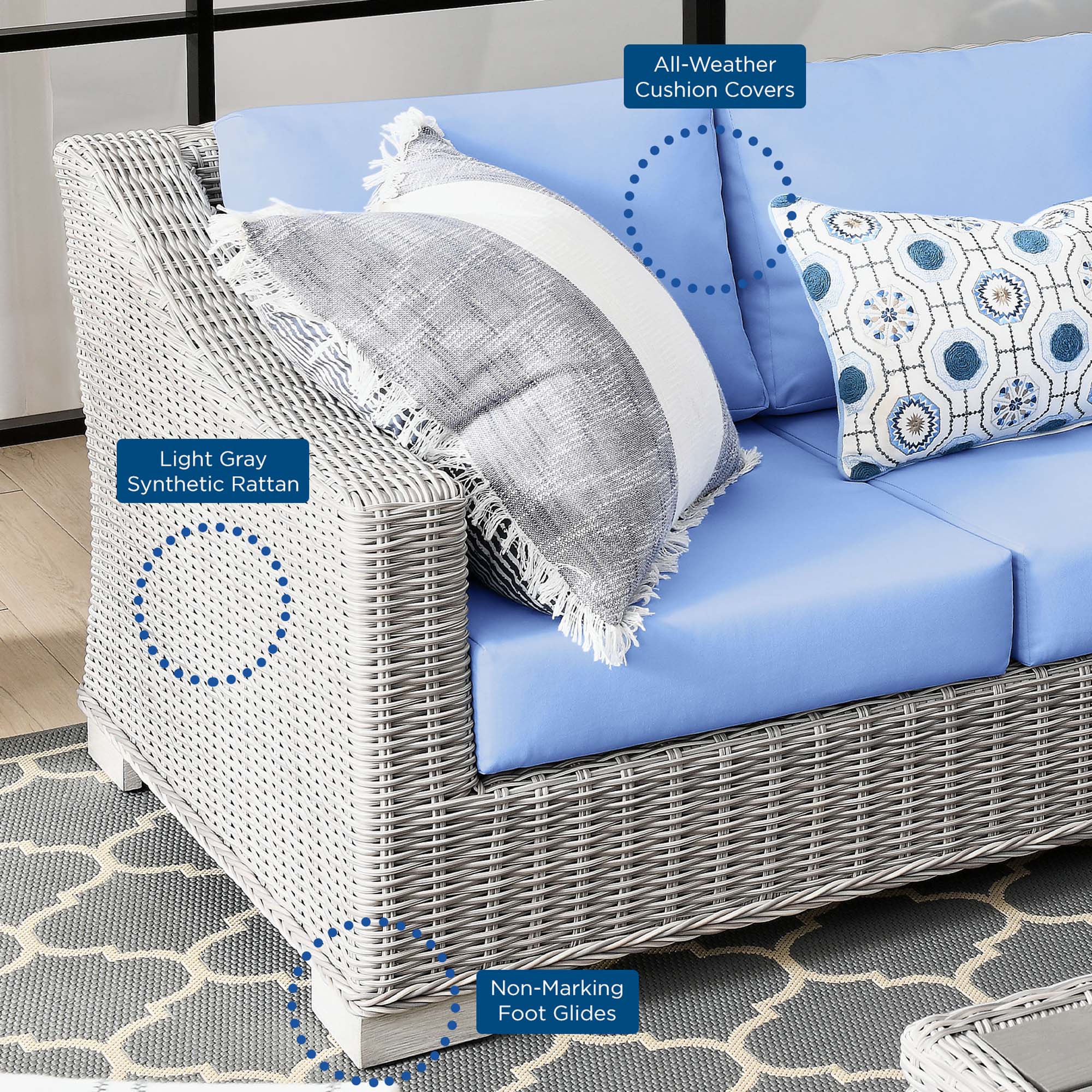 4-Piece Wicker Rattan Outdoor Patio Furniture Set with Cushions for Patio & Garden - Image 35