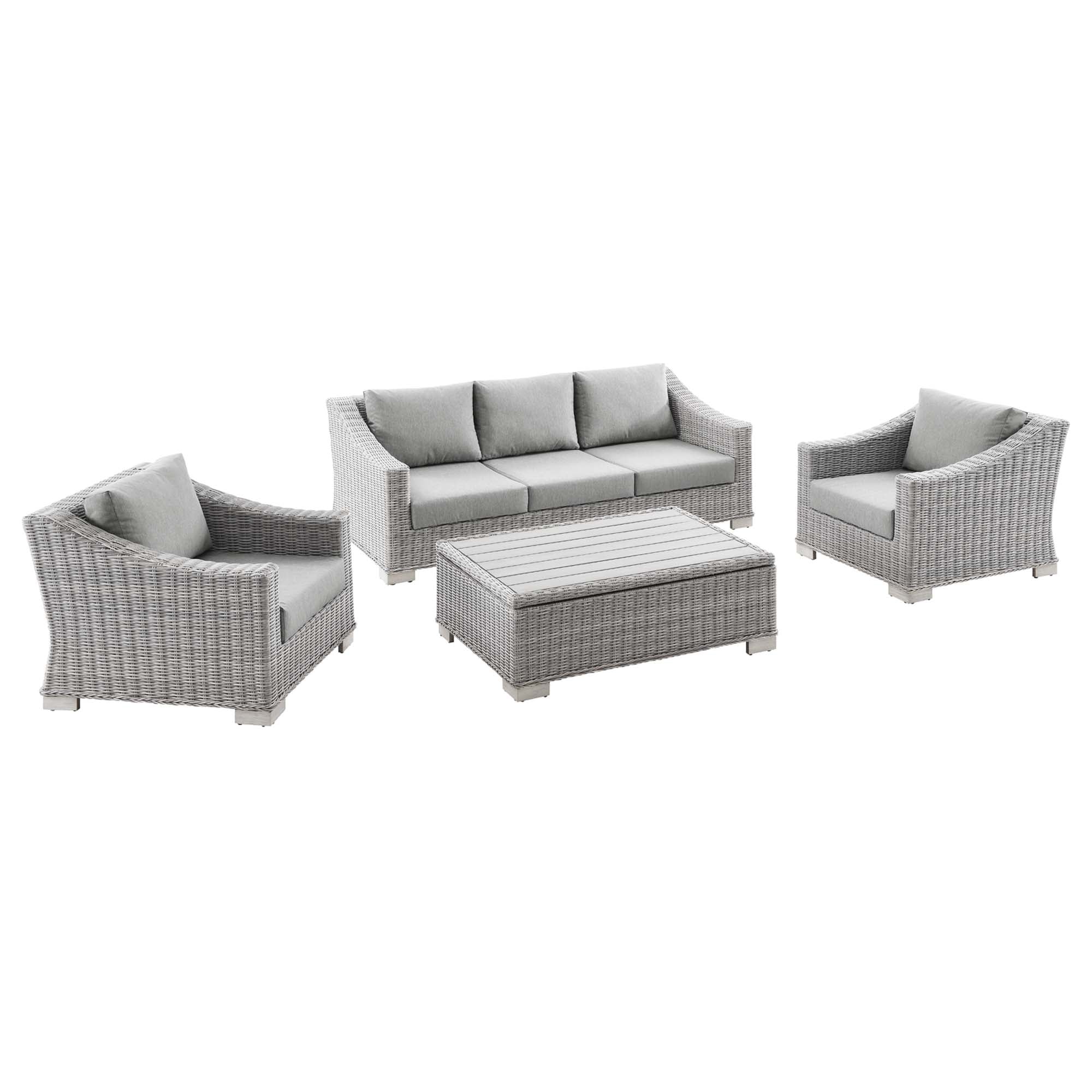4-Piece Wicker Rattan Outdoor Patio Furniture Set with Cushions for Patio & Garden - Image 49