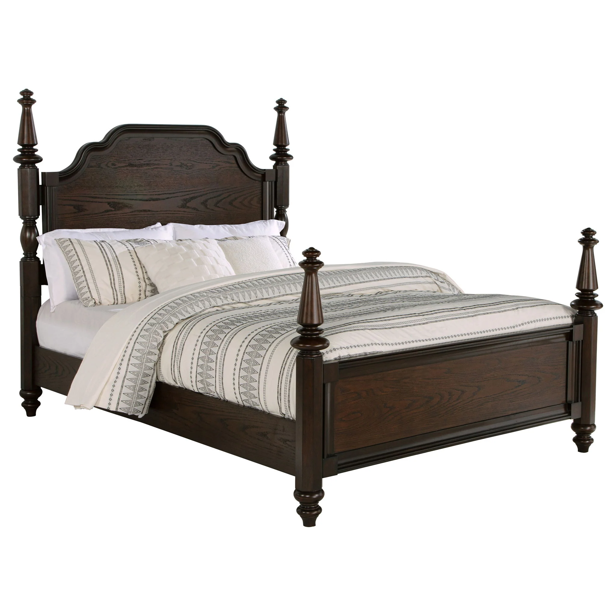 4 Poster California King Bed With Serpentine Headboard - Dark Oak - Image 4
