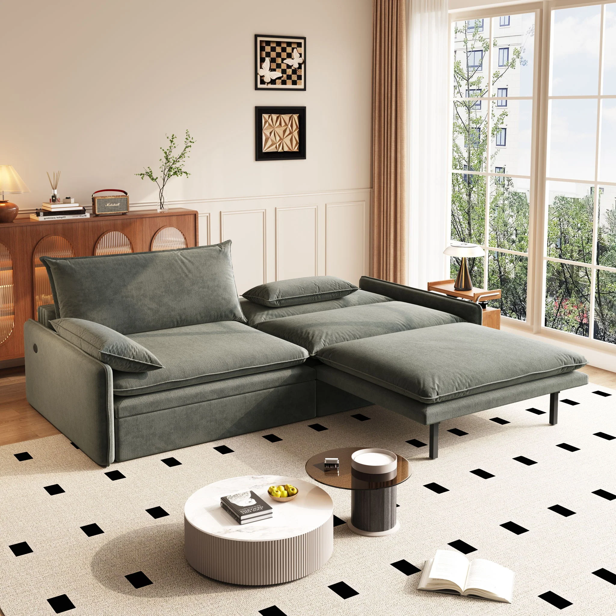 4 Seat Convertible Sleeper Sofa Bed, Modern With Storage - Image 6
