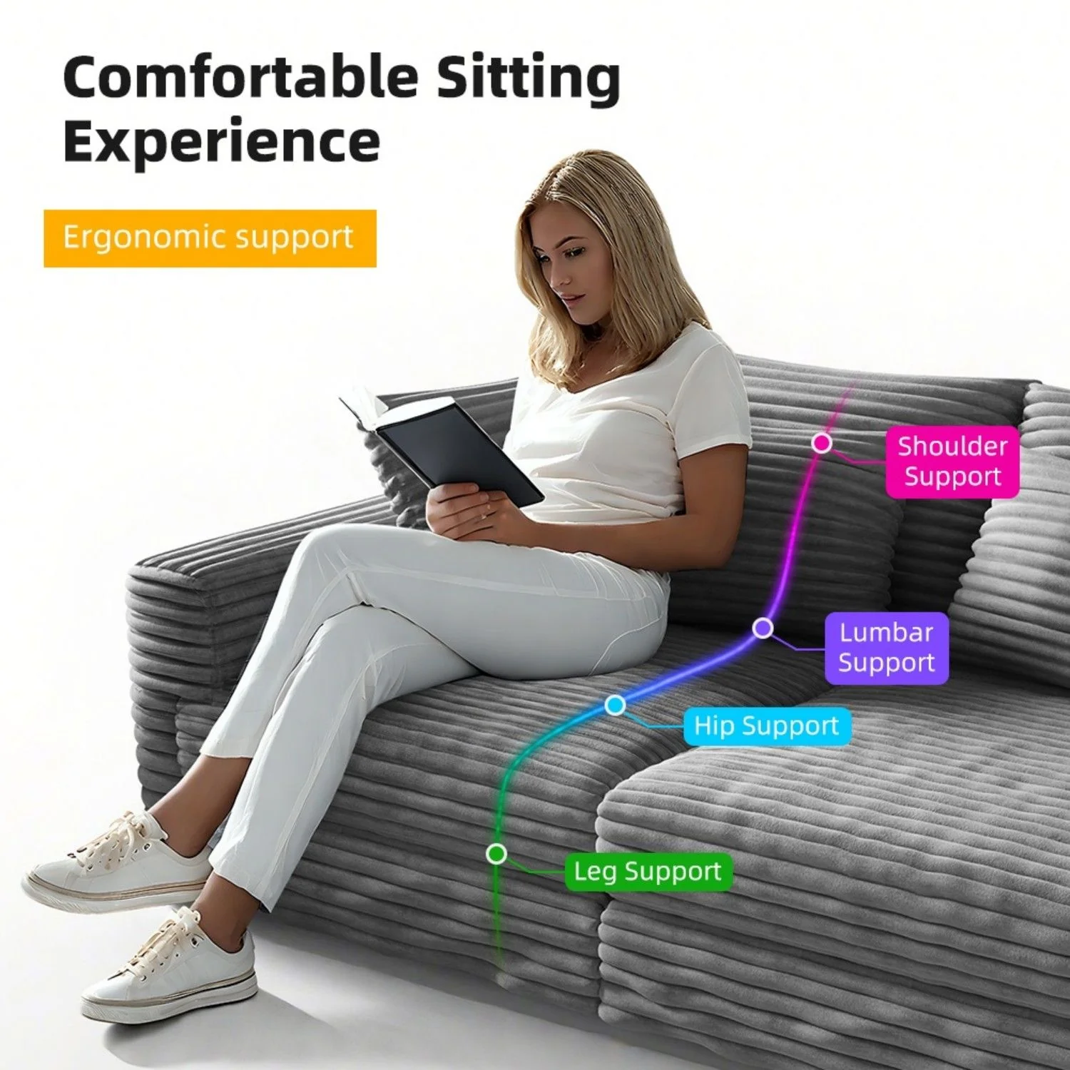 4 Seat Sofa, Deep Seat Couches With Soft Pillows - Image 12