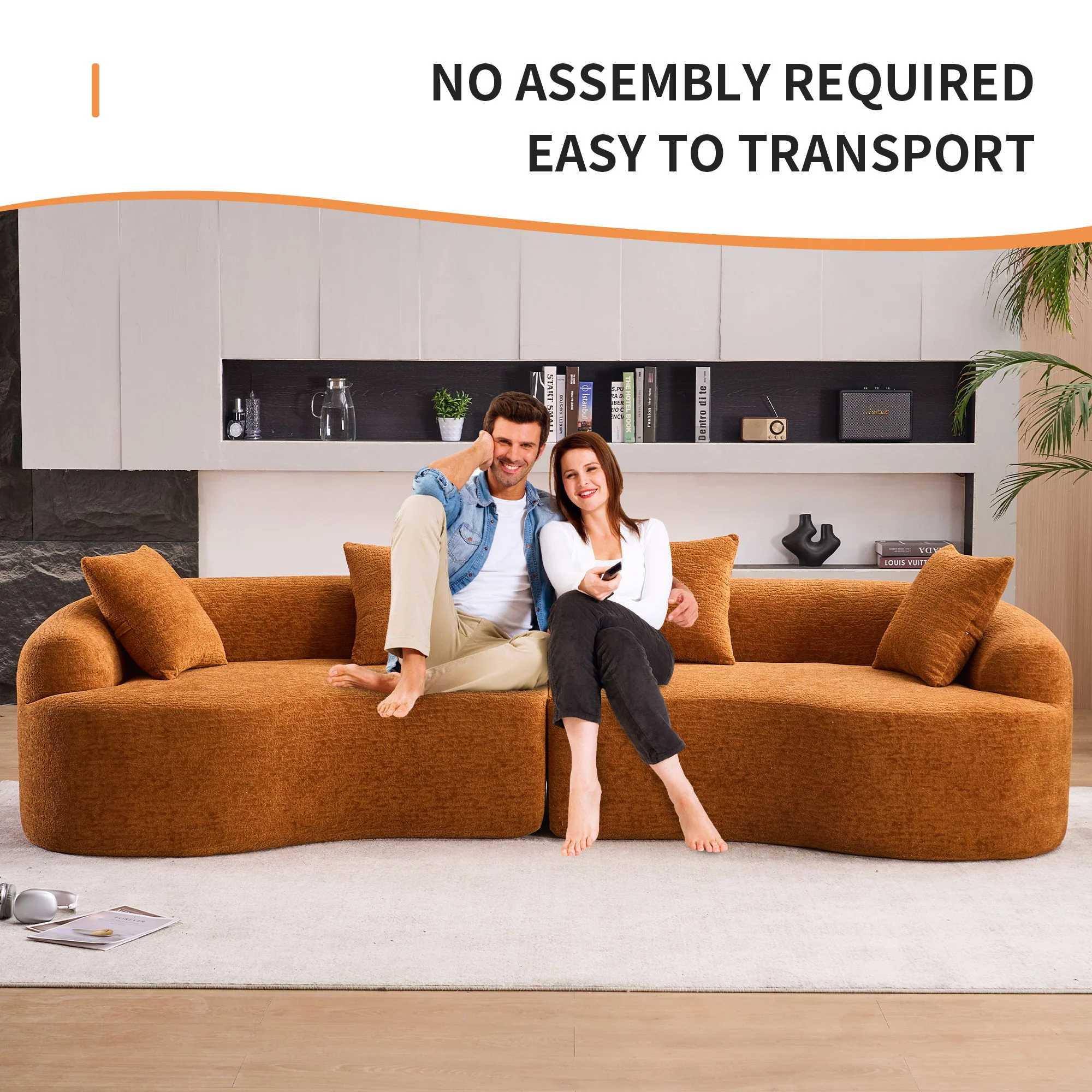 4 Seater Sofa With Fabric, 30D, 60 Hardness Full Sponge, 4 Pillow For Living Room, Home Furniture Sleeper Sectional Sofa For Apartment - Image 14
