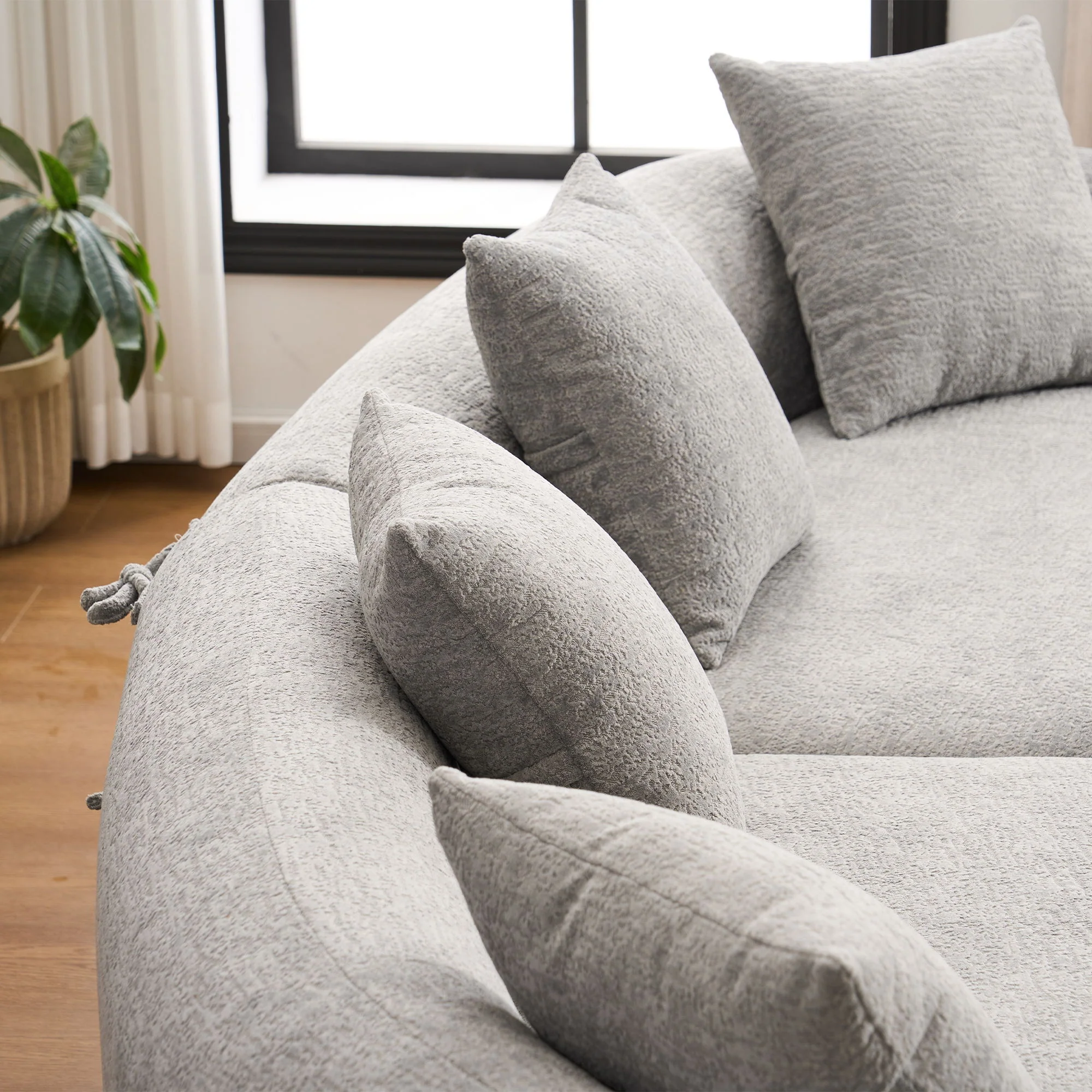 4 Seater Sofa With Fabric, 30D, 60 Hardness Full Sponge, 4 Pillow For Living Room, Home Furniture Sleeper Sectional Sofa For Apartment - Image 17