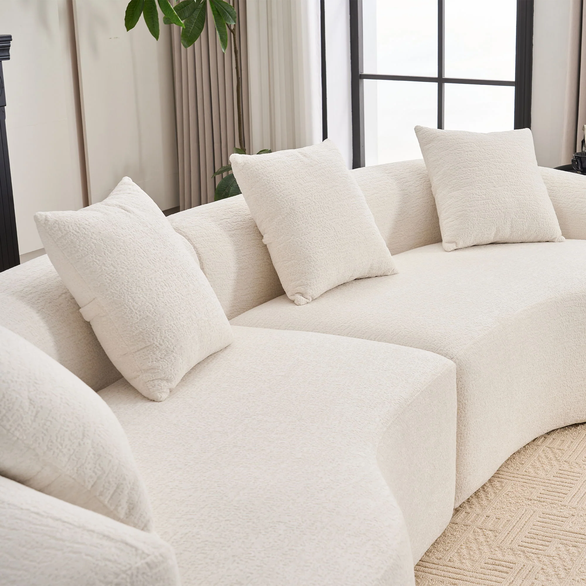 4 Seater Sofa With Fabric, 30D, 60 Hardness Full Sponge, 4 Pillow For Living Room, Home Furniture Sleeper Sectional Sofa For Apartment - Image 26
