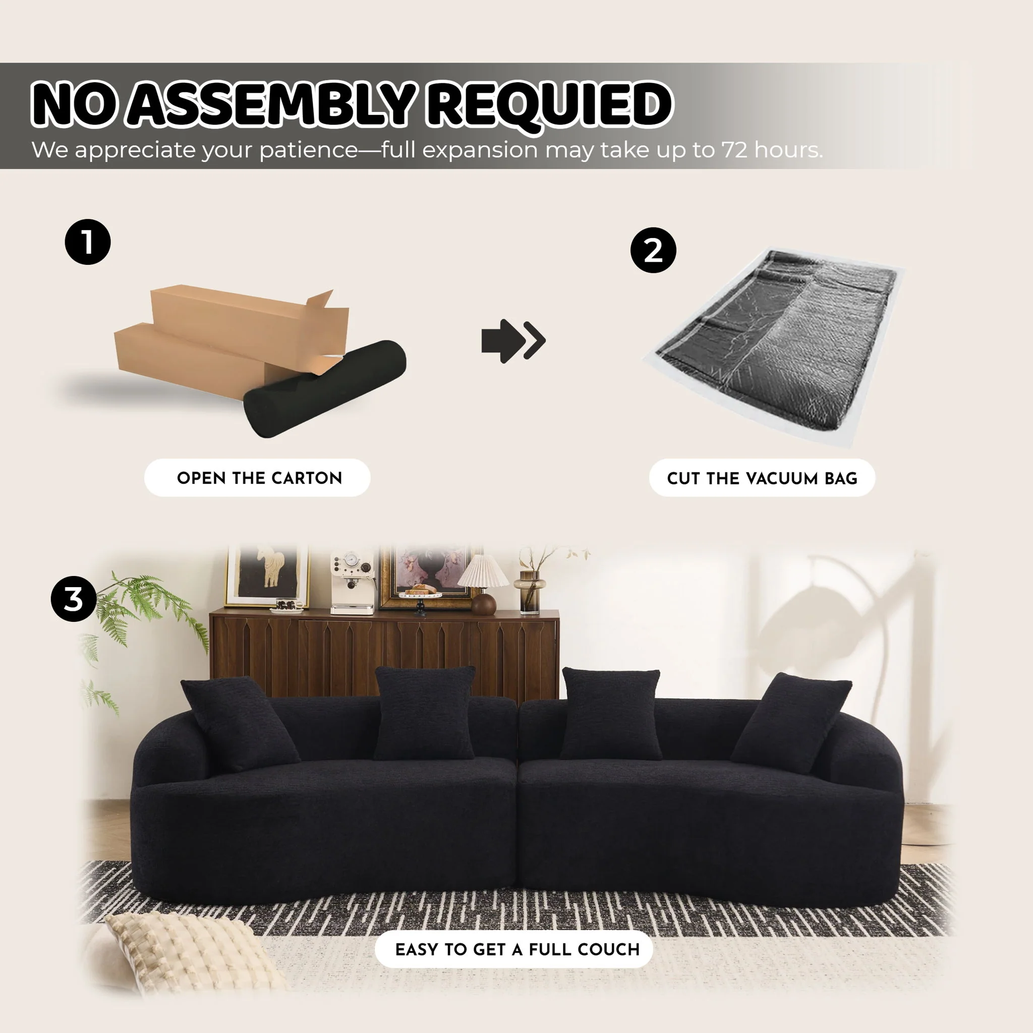 4 Seater Sofa With Fabric, 30D, 60 Hardness Full Sponge, 4 Pillow For Living Room, Home Furniture Sleeper Sectional Sofa For Apartment - Image 33