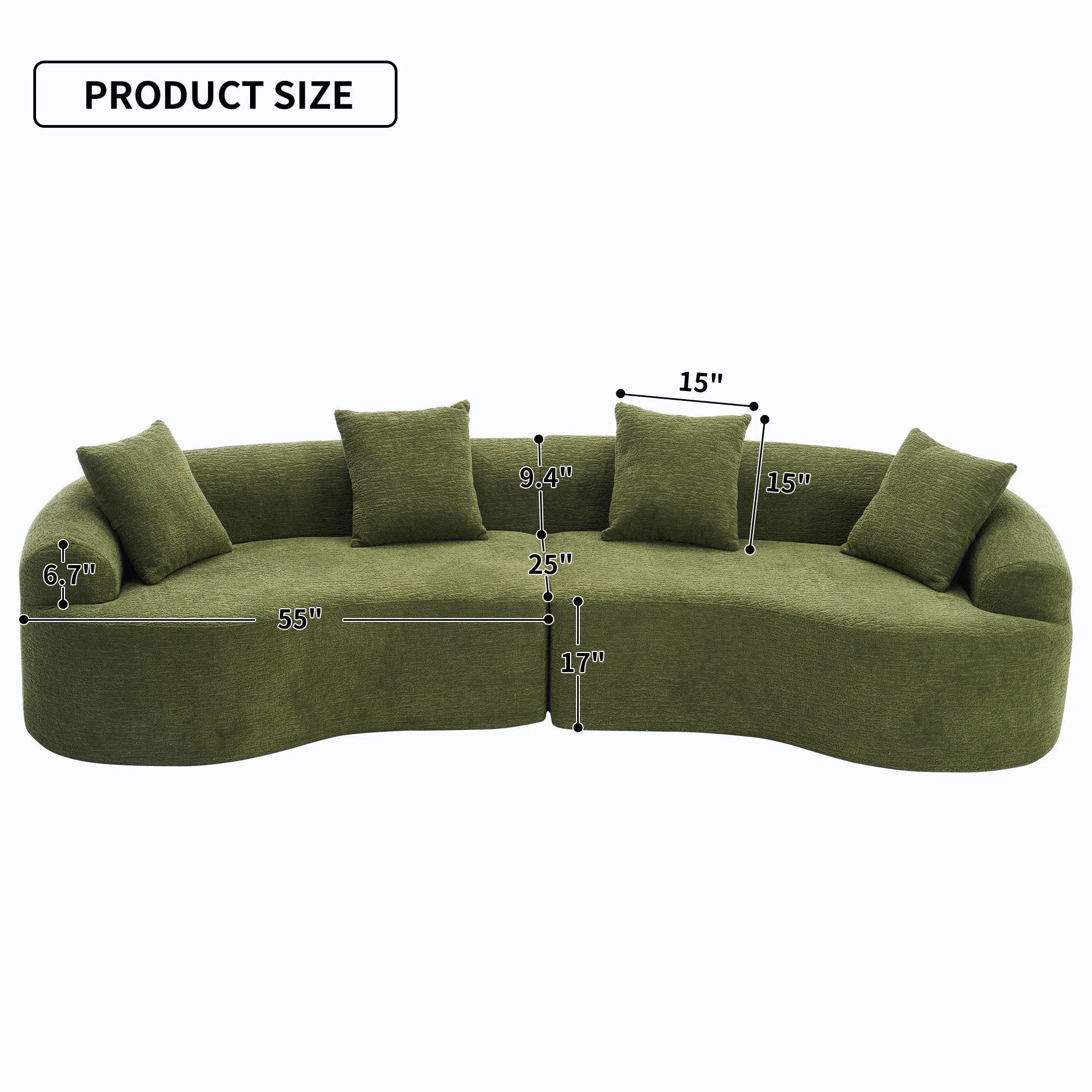 4 Seater Sofa With Fabric, 30D, 60 Hardness Full Sponge, 4 Pillow For Living Room, Home Furniture Sleeper Sectional Sofa For Apartment - Image 7