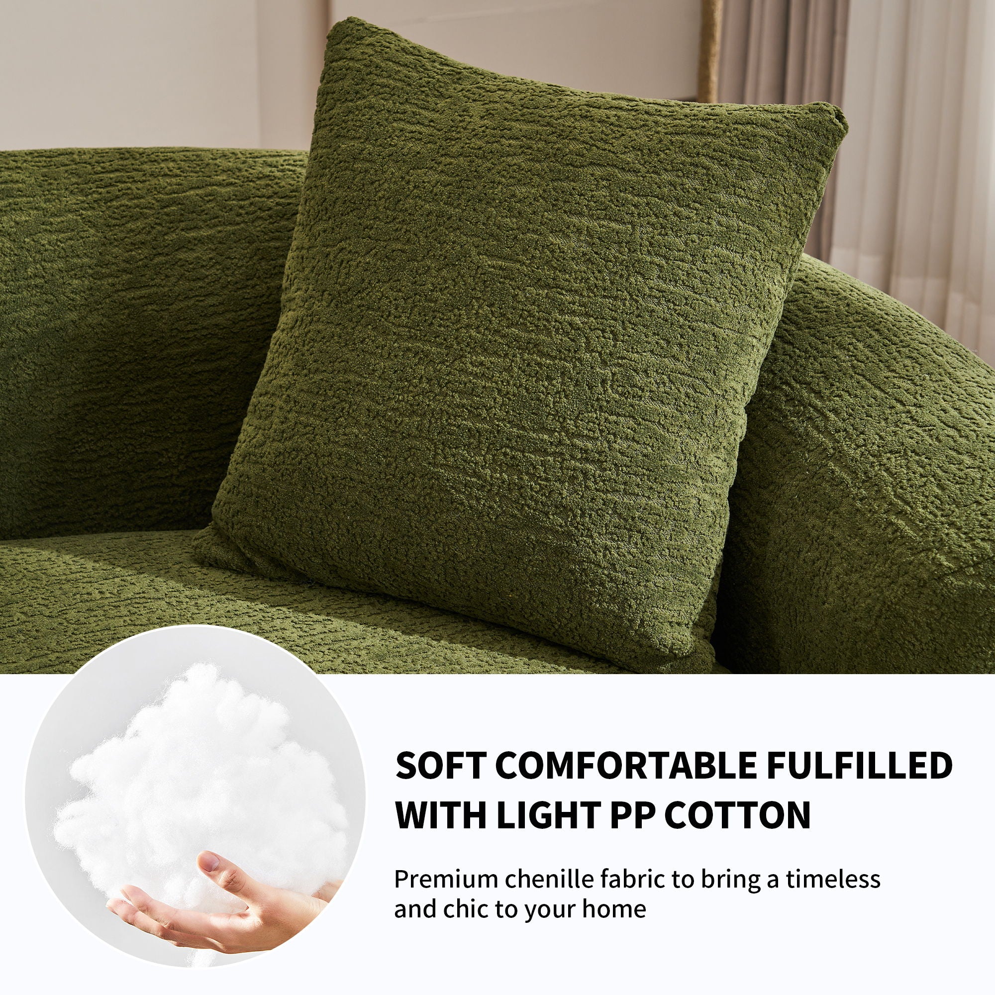 4 Seater Sofa With Fabric, 30D, 60 Hardness Full Sponge, 4 Pillow For Living Room, Home Furniture Sleeper Sectional Sofa For Apartment - Image 8